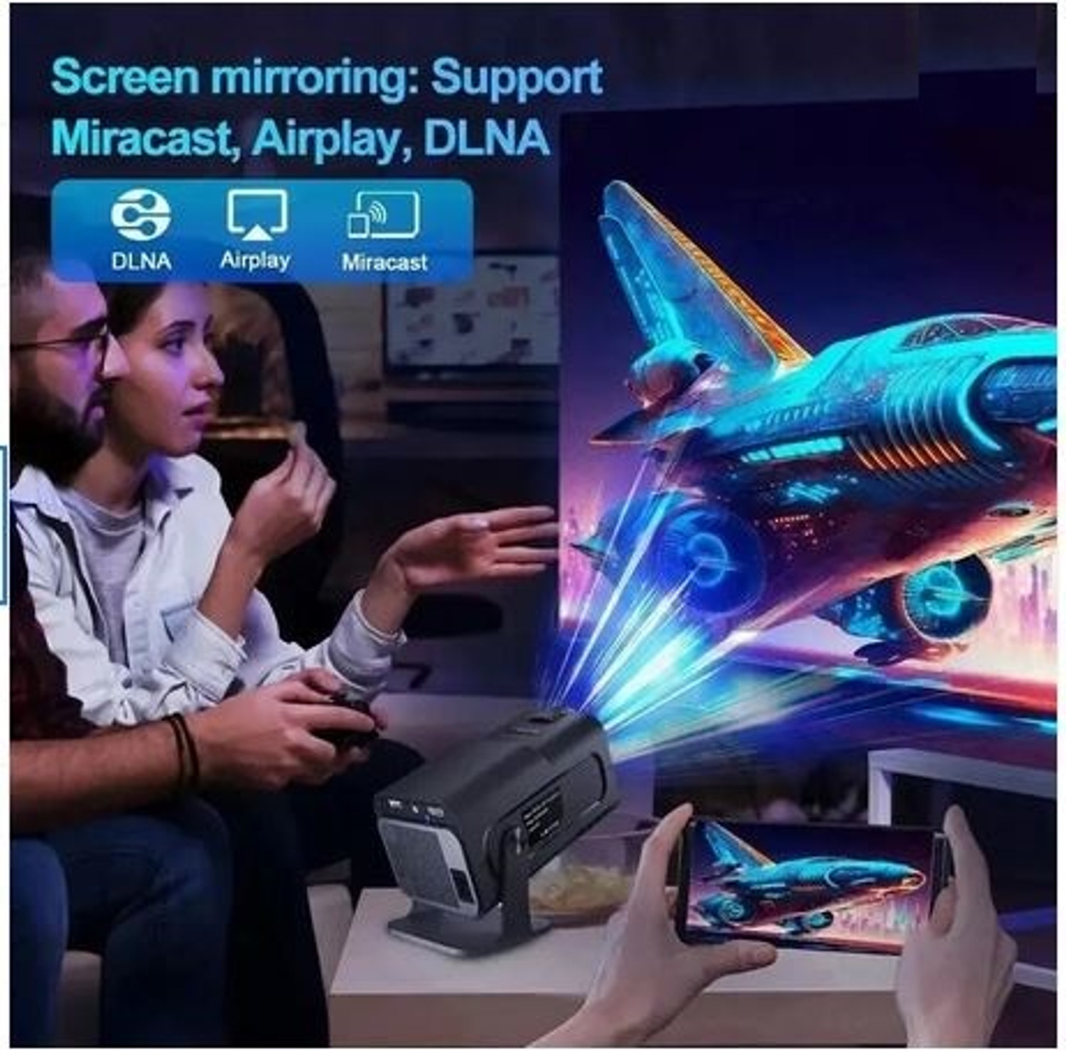 Image of ONLY4 HY320 Mini 4K Support Android 13 WiFi 6 /BT 5.0 2GB /16GB Auto Keystone (5000 lm) Portable Projector