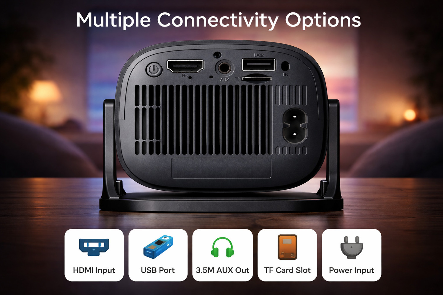 Image of Reysol Projector| Native 1080P| 4K Support|WiFi 6|Miracast|270 Rotatable|Auto Keystone (14000 lm / 1 Speaker / Wireless / Remote Controller) Portable Projector