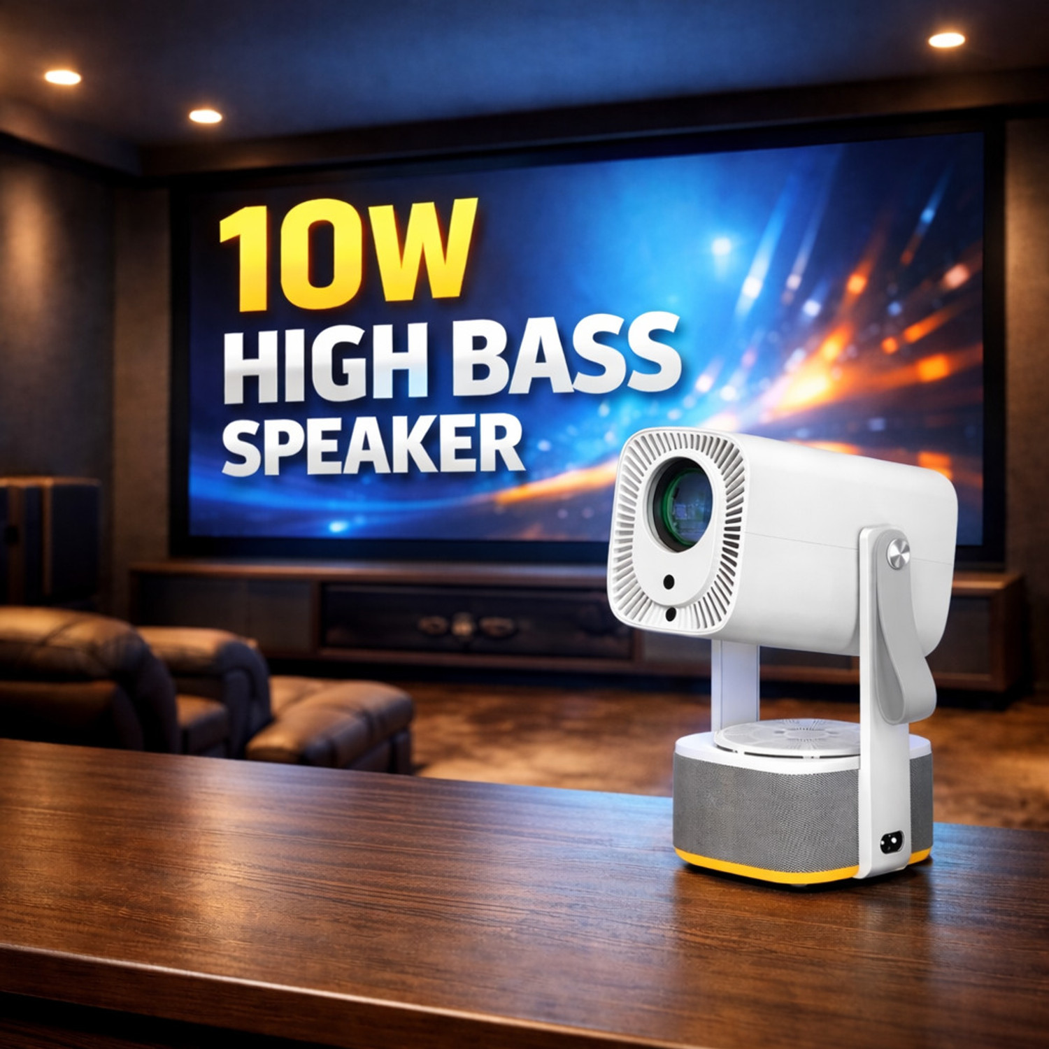 Image of BeamX Beast 10W High Base Speaker 1080P 4k HDR Support 300 Inch BT5.4 WiFi6 Auto Focus (13500 lm) Portable Projector