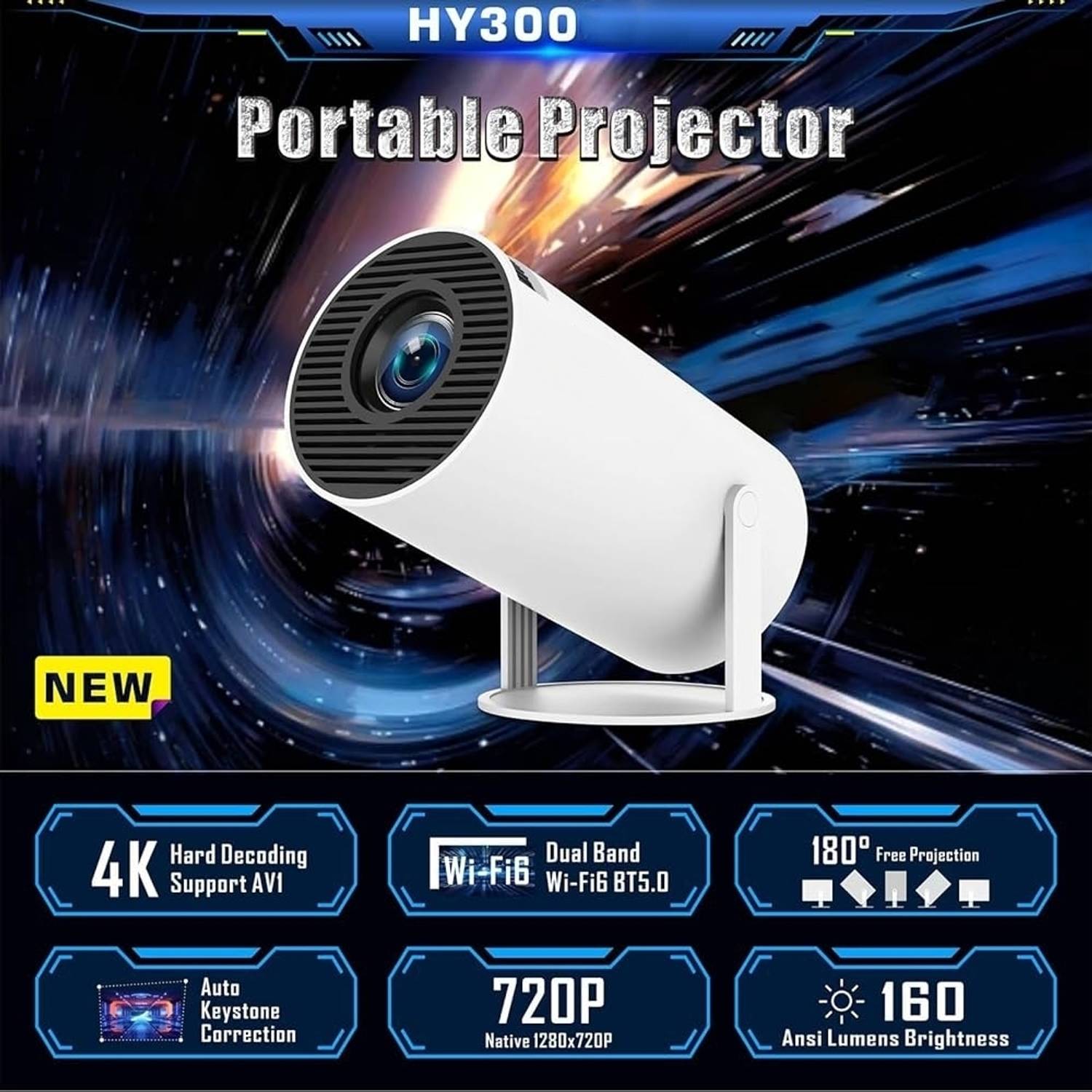 roxfire HY300 Smart Portable Android 11 Mini Projector