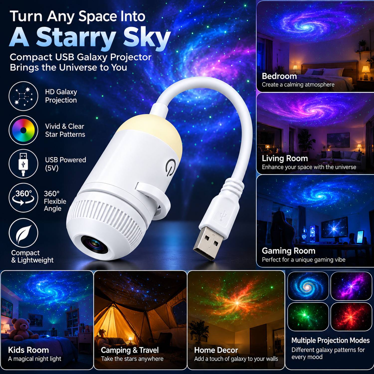 OKASTA Starry Sky Galaxy Projector Night Light - Image 4