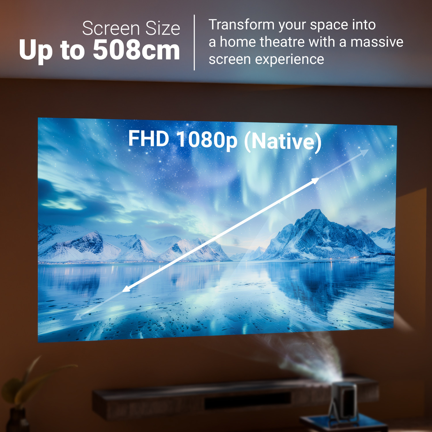 Image of ZEBRONICS Official Google TV Projector (7500 lm / Wireless / Remote Controller) Portable 4K Support, 200 Display, Auto Focus & Keystone, 270 Tilt, Portable Home Theater Cinema, Netflix, Prime, WiFi, BT, HDMI ARC (PixaPlay 77G) Projector