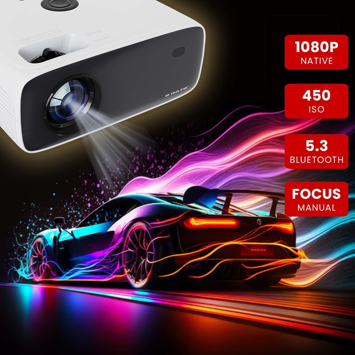 Image of Egate K9 Pro / EO9022 (13500 lm / 1 Speaker / Wireless / Remote Controller) Full HD 1080p Native with 4K Ultra HD Support with 750 FC | Brightest in Segment | 635cm Max Screen | 5W Inbuilt Speaker | 3XHDMI, 2XUSB, AV, Aux | Ultra Bright Projector