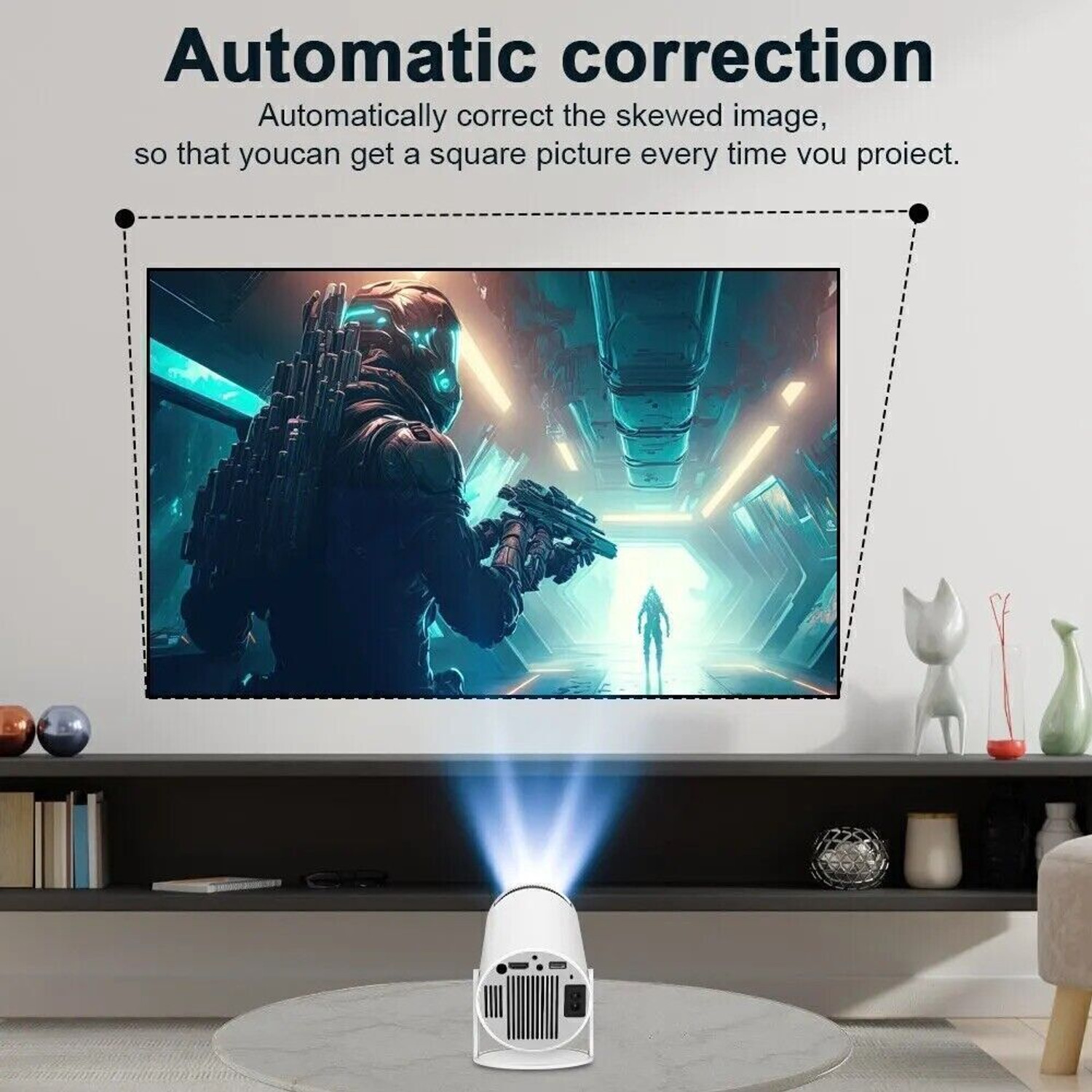 Image of Nexscan HY300 Full HD Native 720P Support Android 11 Wifi BT Freestyle Auto Keystone (4500 lm / 1 Speaker / Wireless / Remote Controller) Portable Projector