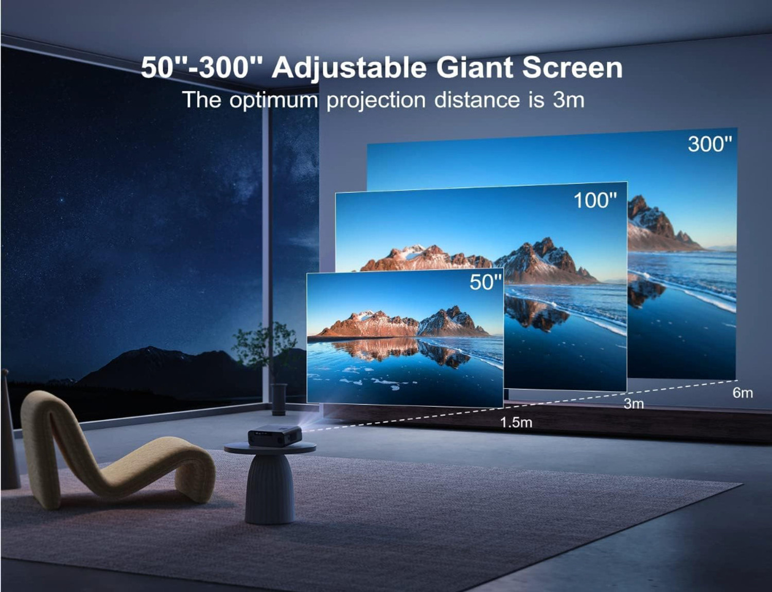 Image of AUN Elite Pro Projector 4K Ultra HD, HDR10 /HLG, HDMI ARC, 20000lm, 1080p, Automatic (20000 lm / Remote Controller) Portable Projector