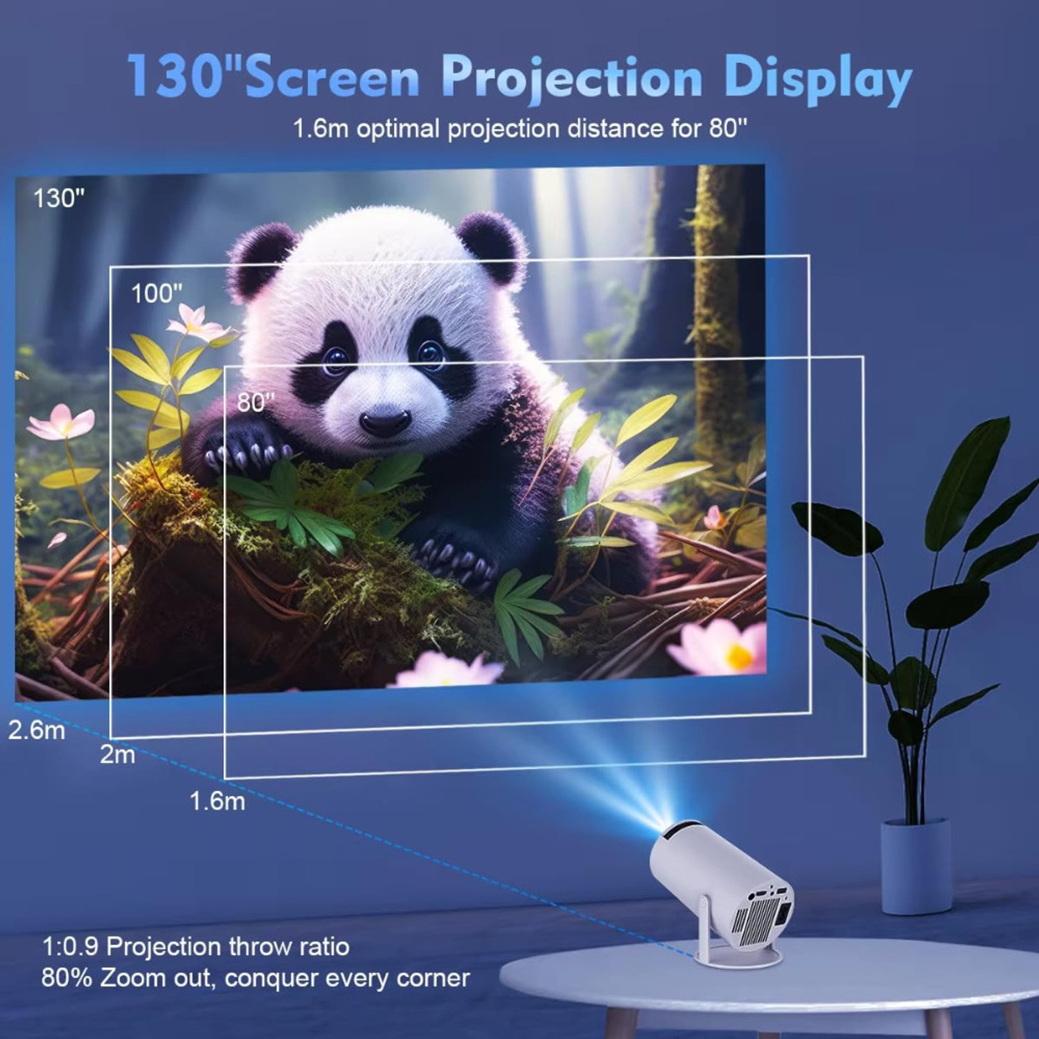 Image of Maizic Smarthome 4K Android 13 Smart Projector, 150 inch Display, Auto Keystone, Netflix, WiFi (2000 lm / 1 Speaker / Wireless / Remote Controller) Portable Projector