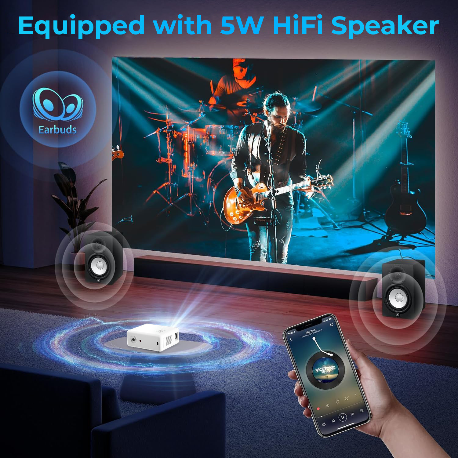Image of WZATCO Yuva Plus Android (6600 lm / 1 Speaker / Wireless / Remote Controller) Native 1080P Full HD 4K Supported 4D Digital Keystone, Bluetooth, Wifi, Android 9.0 490 ANSI Projector