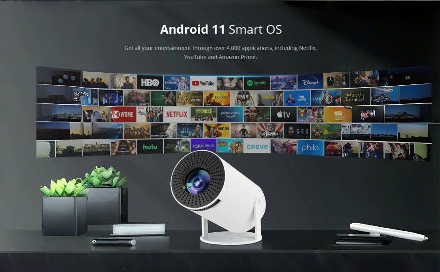 Image of Amit HY300 Portable Projector Android (200 lm / 2 Speaker / Wireless / Remote Controller) Portable Projector