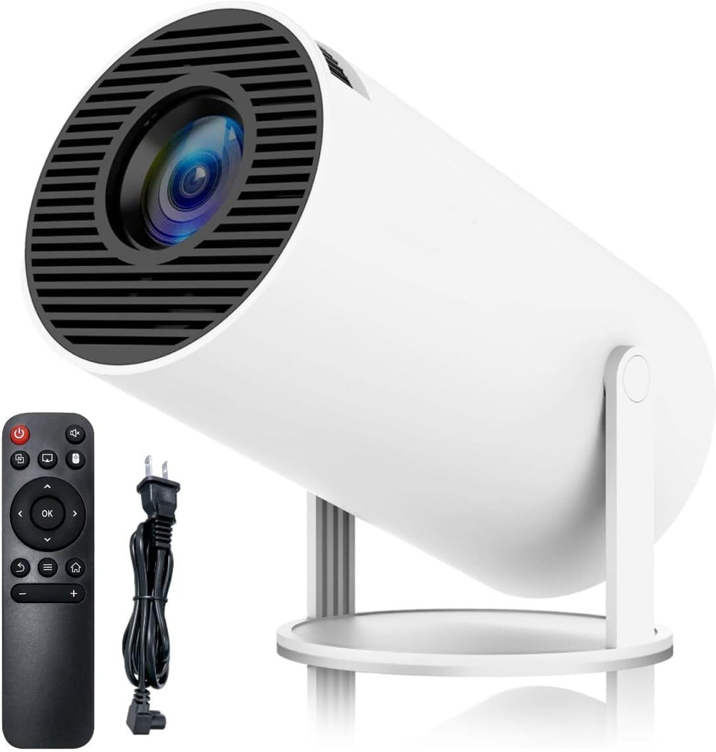 Image of VYNEX SmartLED 4K Projector with Android 13, WiFi Bluetooth, 180 Wide Angle, White (5500 lm / 1 Speaker / Wireless / Remote Controller) Portable Projector