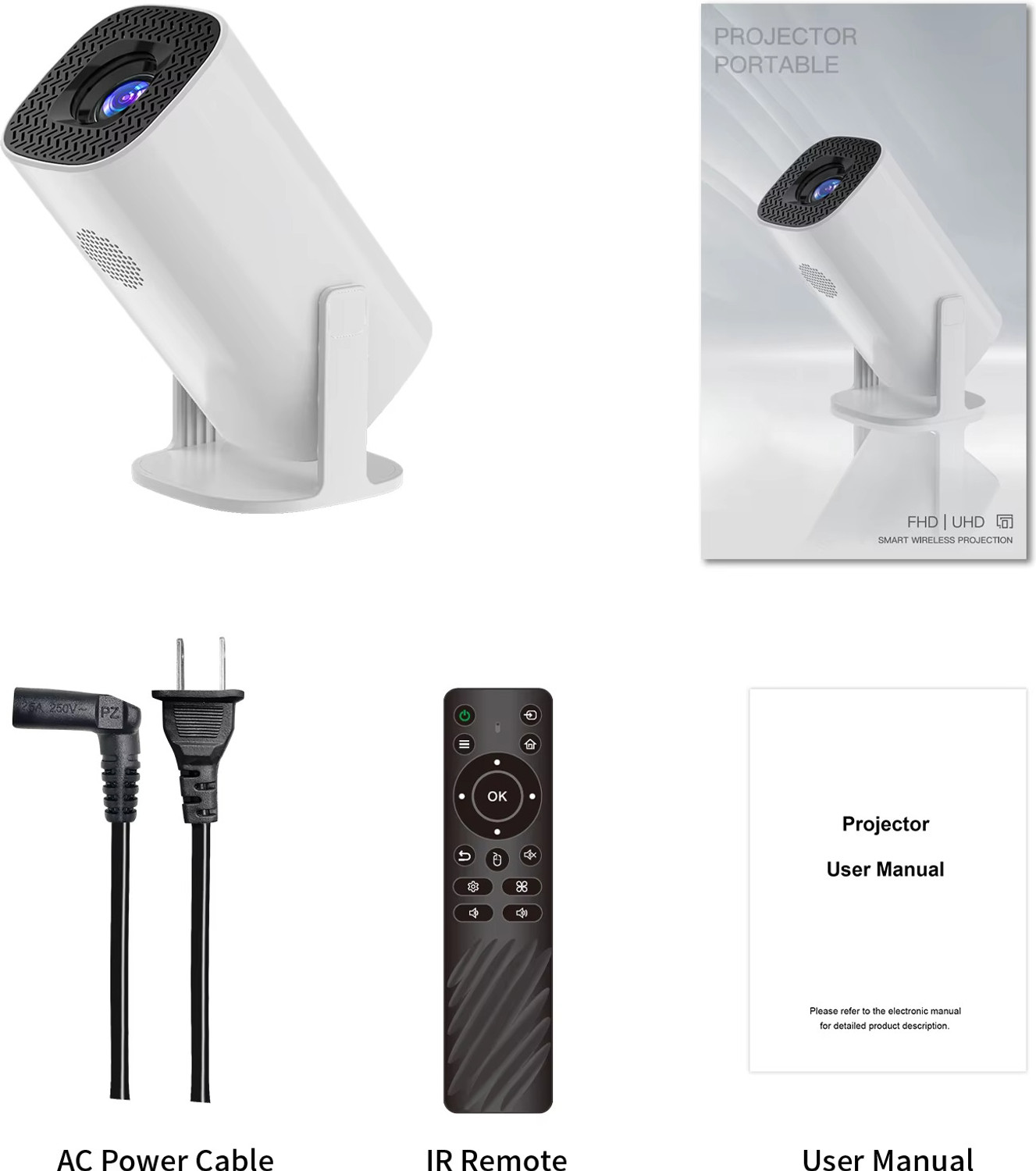 Image of GADGETSWEAR Smart 4K Ultra HD Projector Portable Home Theatre Cinema with 180 Rotatable (2000 lm / 2 Speaker / Wireless / Remote Controller) Portable Projector