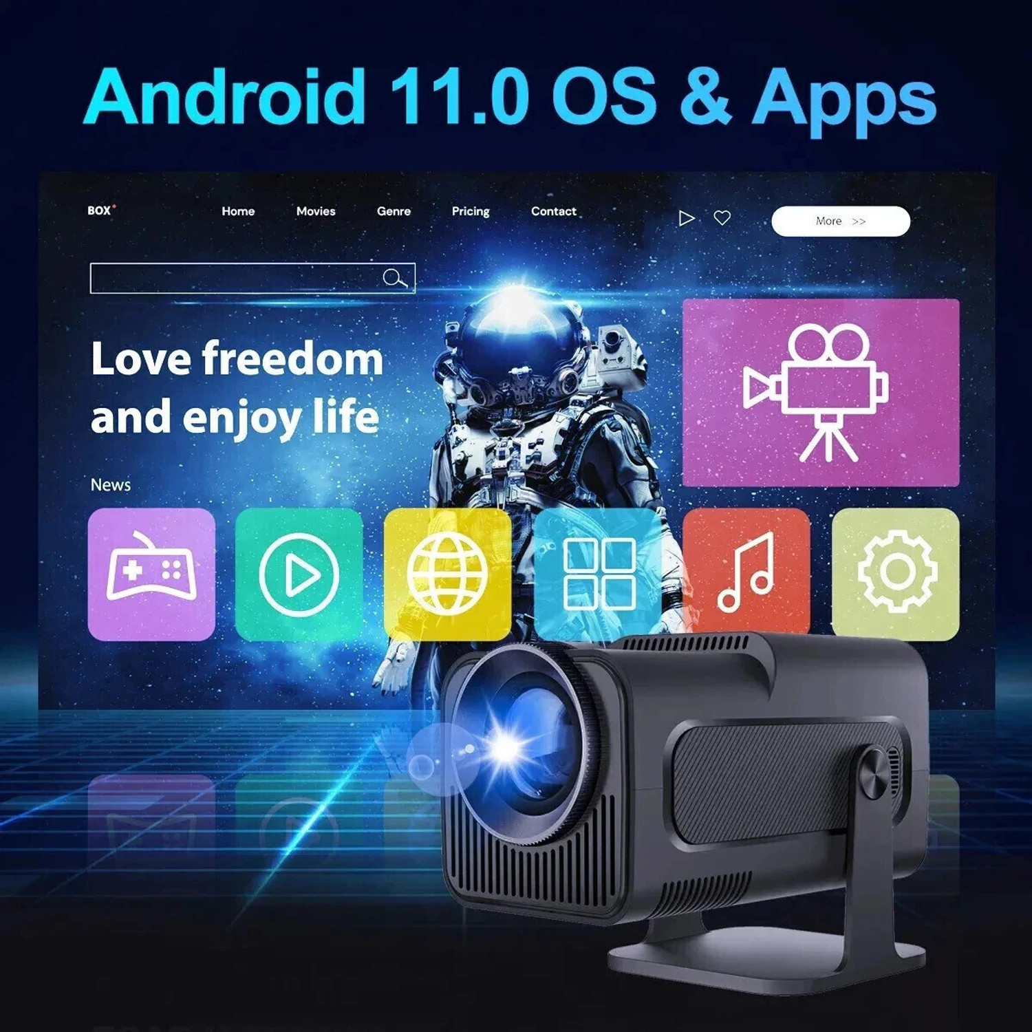 Image of Shopexo Mini HY320 4K Native 720p Android Playstore Wifi Miracast Bluetooth AutoKeystone (5000 lm / 1 Speaker / Wireless / Remote Controller) Portable Projector