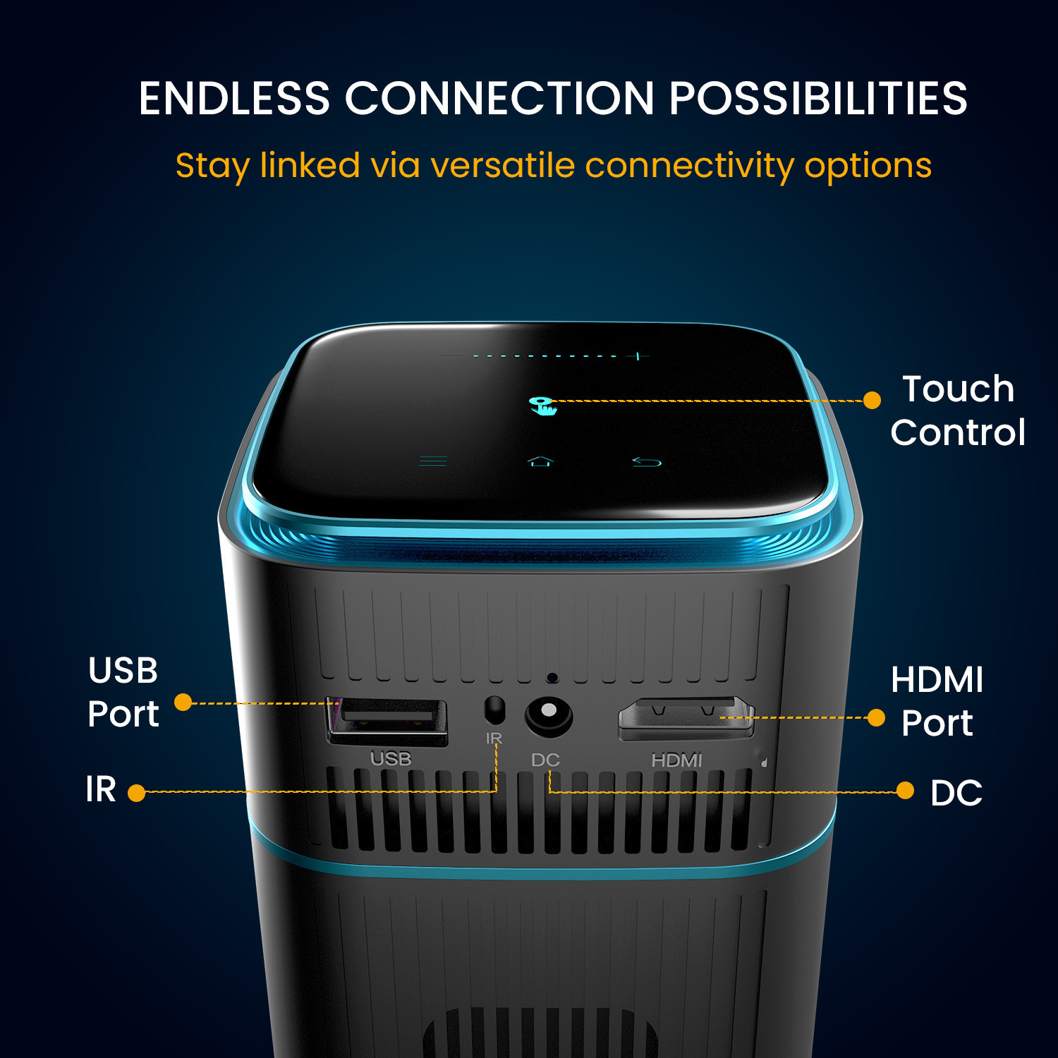 Image of Portronics Pico 12 Smart Projector with Android 11, 4K Ultra HD Support, Auto Keystoning (3200 lm / Remote Controller) Portable Projector