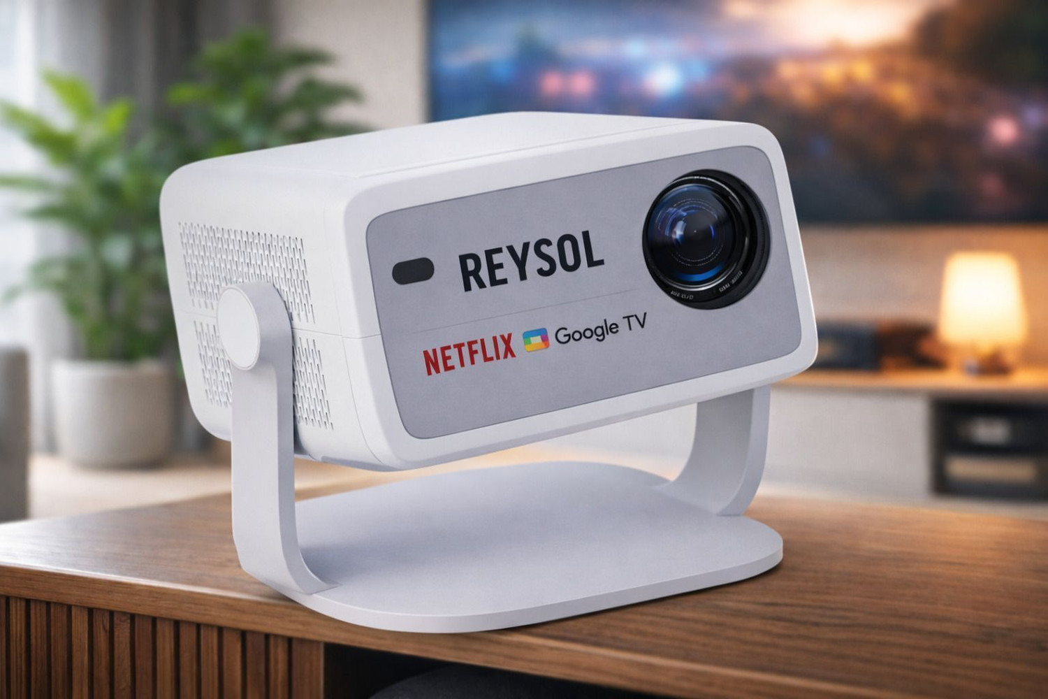Image of Reysol Projector Official Goo-gle TV&Net-Flix Inside 1080P SUPPORT 4K|Auto Keystone (27000 lm / 1 Speaker / Wireless / Remote Controller) Portable Projector