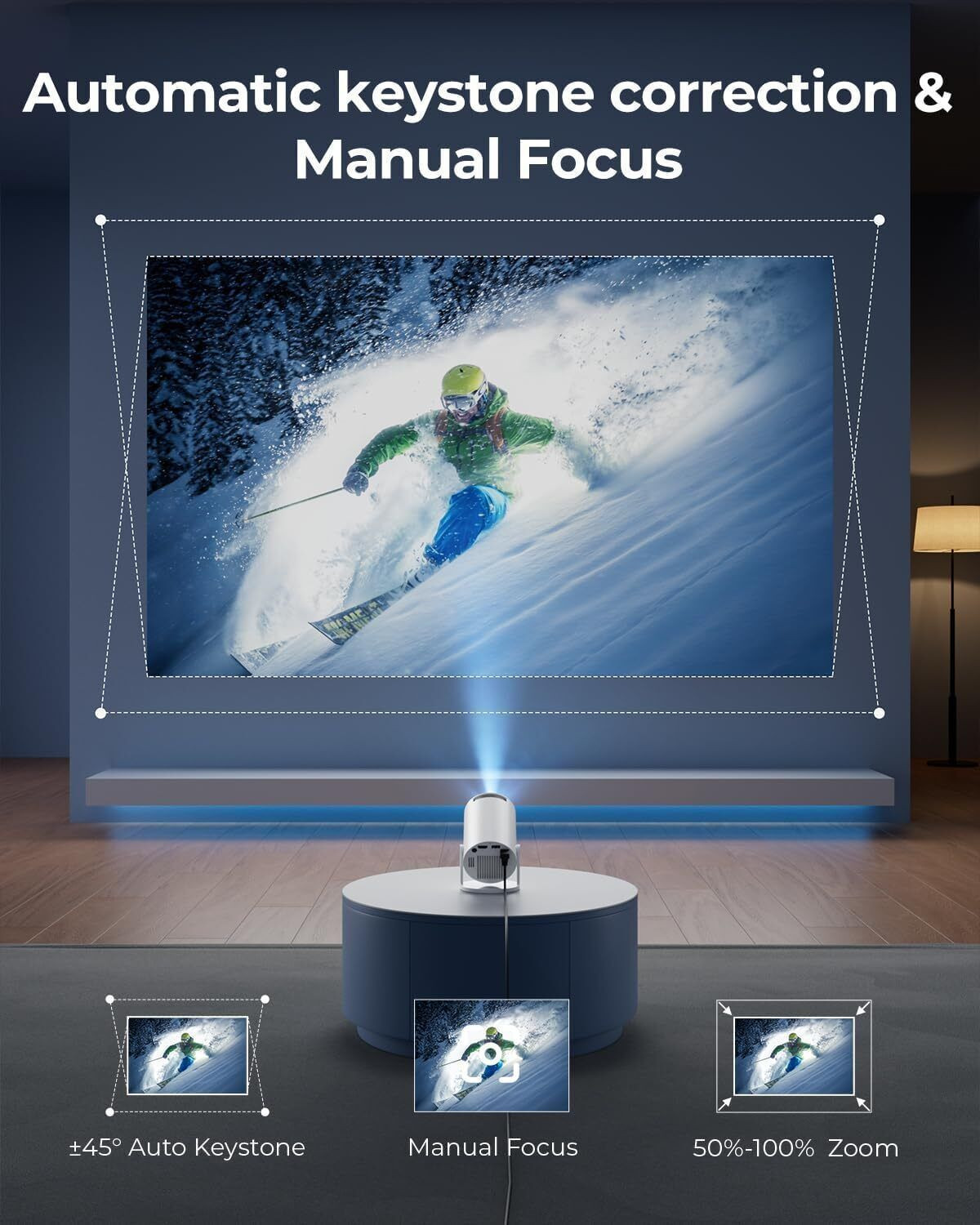 Image of Nexscan HY300 Pro 4K Support,Native 720P Android 11 Wifi Bluetooth Miracast (5000 lm / 1 Speaker / Wireless / Remote Controller) Portable Projector
