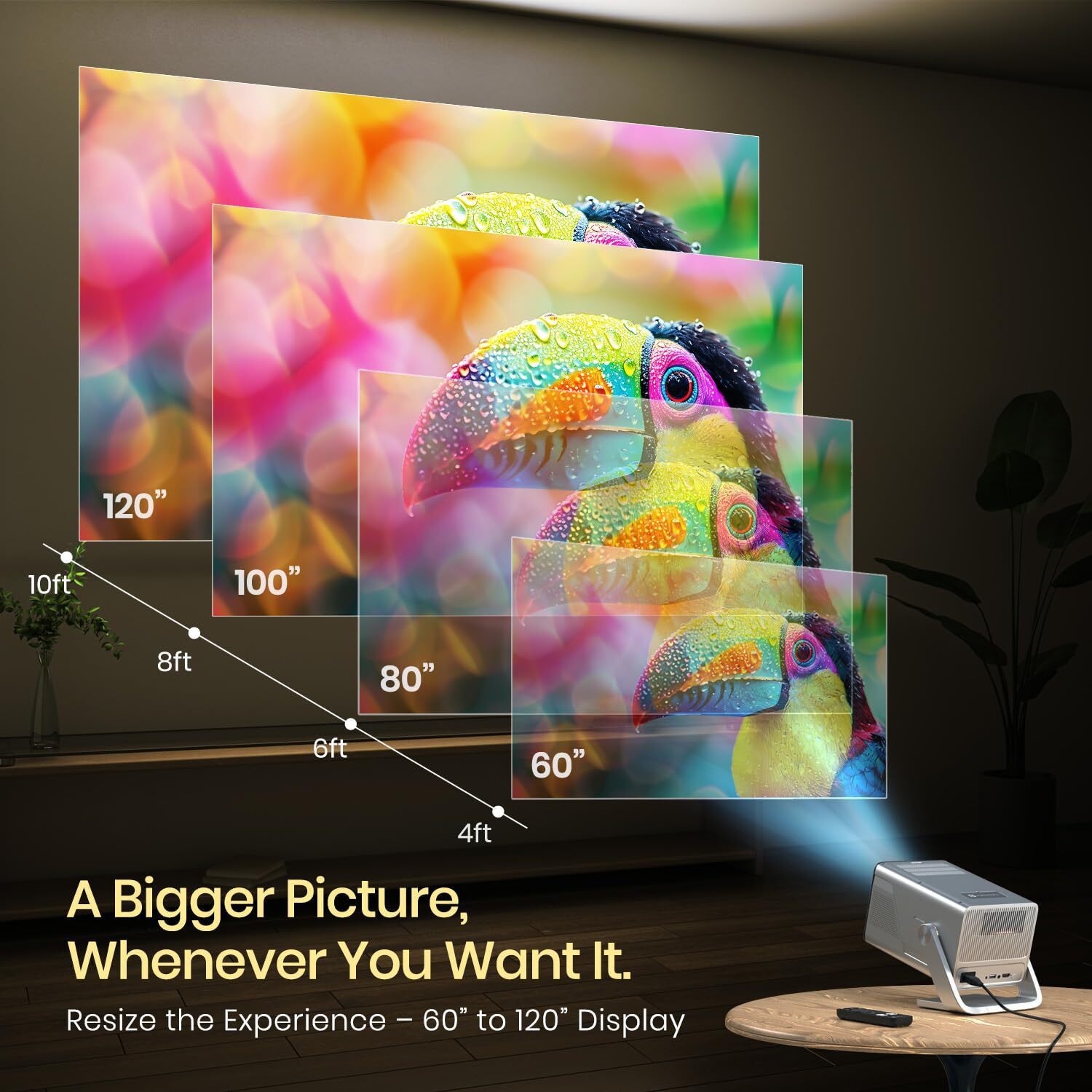 Image of Portronics Beem 570 Smart Projector, Netflix Certified, 1080p Full HD Native, 10000 Lumens (10000 lm / Wireless / Remote Controller) Portable Projector