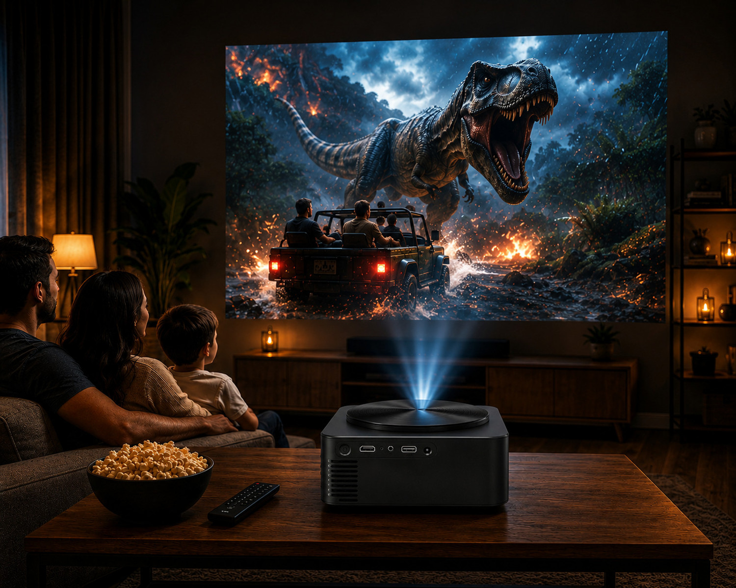 Image of Reysol Projector|4k decoding|Native 1080P|WiFi|Miracast|Brighter 25000 lumens|Auto Focu (25000 lm / 1 Speaker / Wireless / Remote Controller) Portable Projector