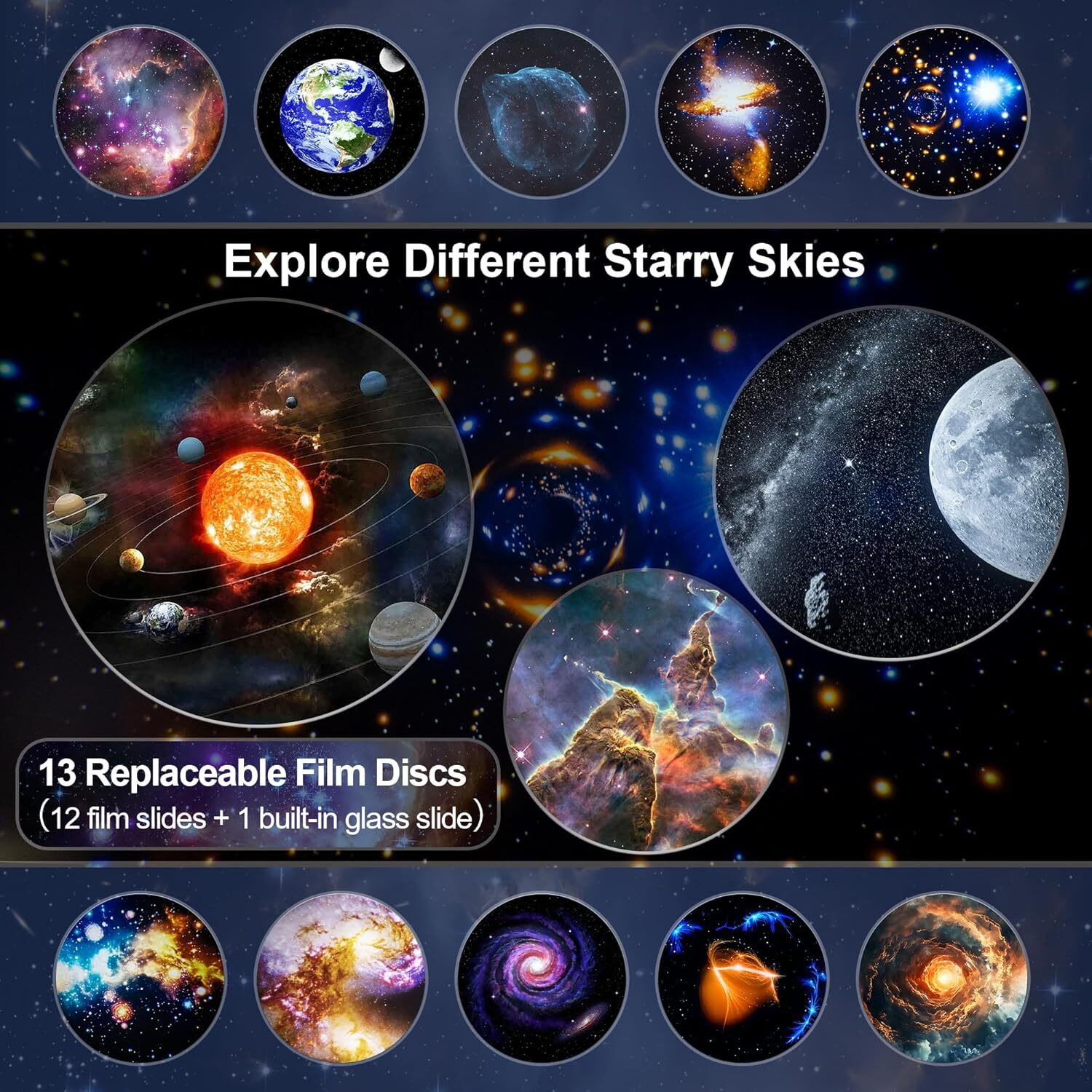 Image of WOLBLIX Galaxy Projector Pro for Bedroom, 13 in 1 Planetarium Star Projector (1 lm) Portable Projector