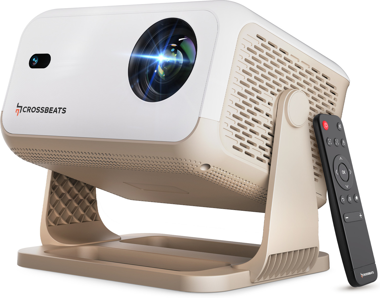 Image of CrossBeats LumeX Cine (16000 lm / 1 Speaker / Wireless / Remote Controller) Portable 1080p Native with 4K Ultra HD Support, Android OS, Built-in - Netflix, Prime, YouTube, Speaker, WiFi, 300-Inch Display, Mini Smart Home Projector