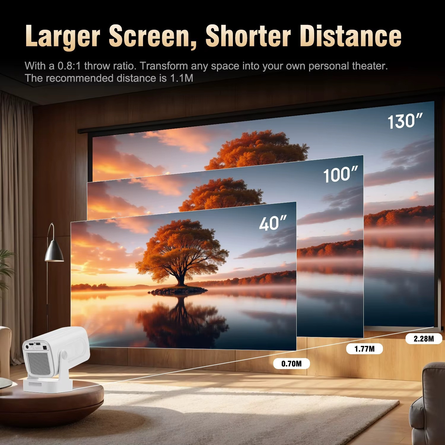 Image of Divine creation HY 260 Smart HD LED Projector with WiFi Built-in Speaker Dual Band WiFi D148 (8000 lm / 1 Speaker / Wireless / Remote Controller) Portable Projector