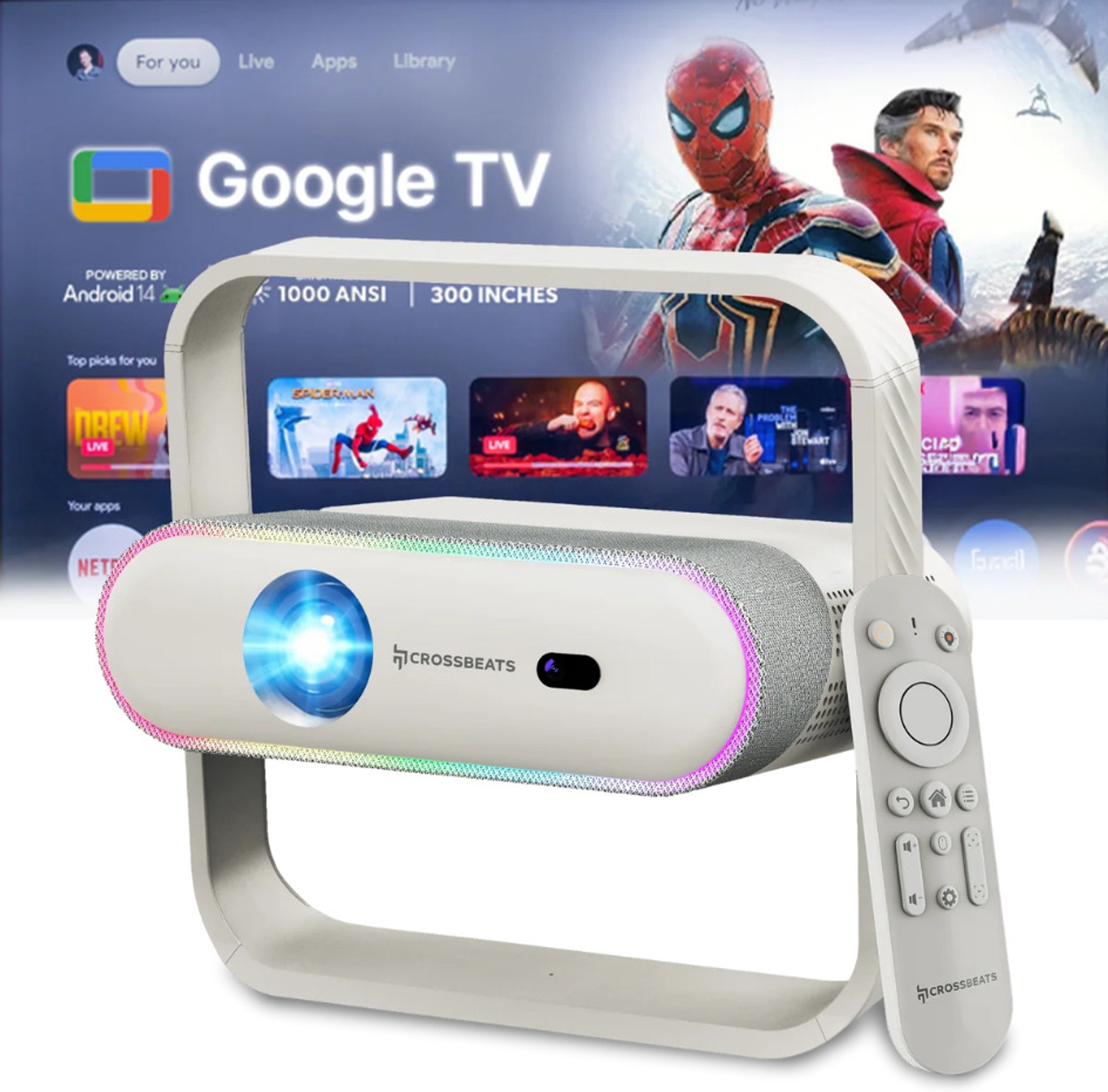 Image of CrossBeats Lumex Prism (750 lm / 1 Speaker / Wireless / Remote Controller) Portable Projector