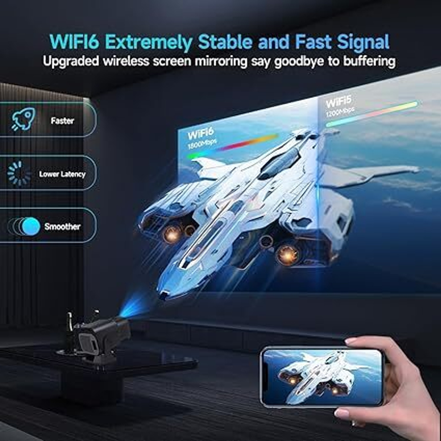 Image of PLAY ART Android 13 4K Decoding 1080 FHD Speaker BT AutoKeystone Freestyle (5000 lm / 1 Speaker / Wireless / Remote Controller) Portable Projector