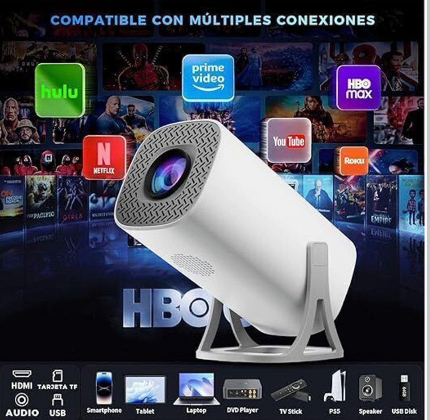 Image of Carecase S40 Android 11 Smart Projector with 1080P & 4K Support, 8400 lm Brightness (8000 lm / 1 Speaker / Wireless / Remote Controller) Portable Projector