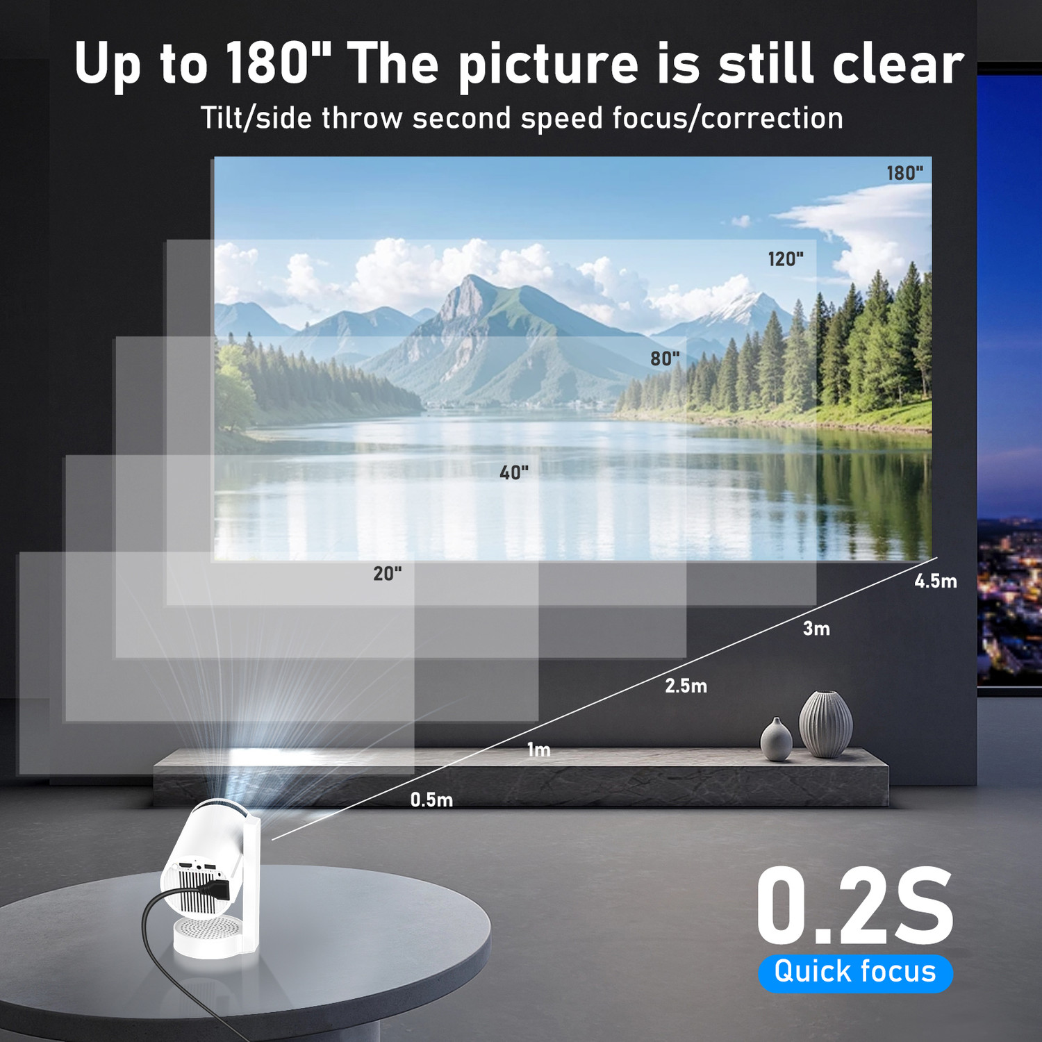 Image of Zync Y8 Android 13 WiFi Bluetooth 720P HD|4K Support|Auto Keystone|Smart Home Cinema (8000 lm / 1 Speaker / Wireless / Remote Controller) Portable Projector