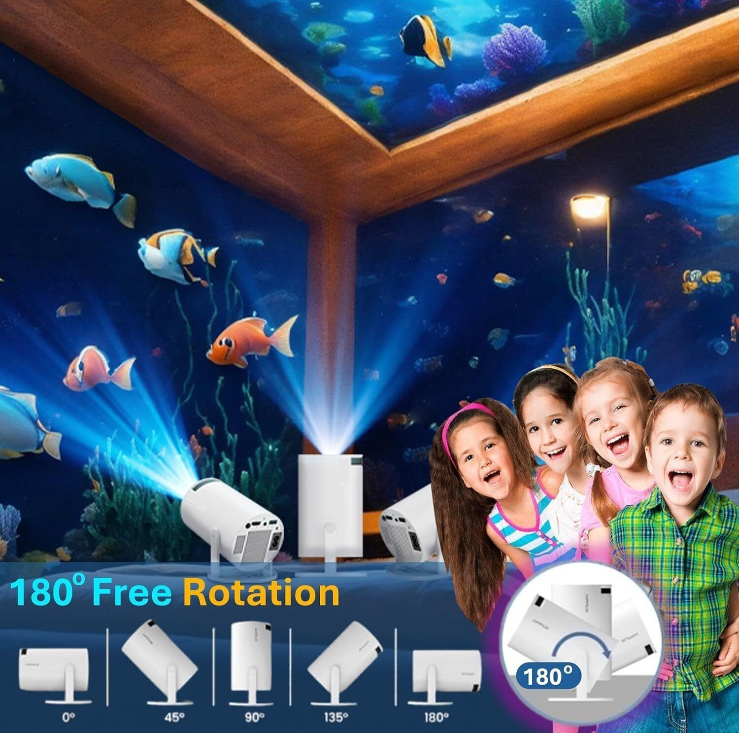 Image of WeRock HY300 Pocket Cinema Projector - Ultra-Light, Crisp HD Projection K53 (4500 lm / 1 Speaker / Remote Controller) Portable Projector