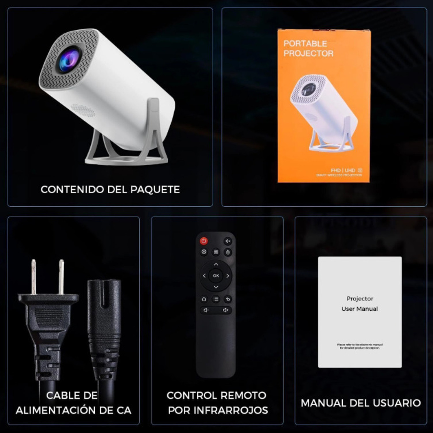 Image of Carecase S40 Android 11 Smart Projector with 1080P & 4K Support, 8400 lm Brightness (8000 lm / 1 Speaker / Wireless / Remote Controller) Portable Projector