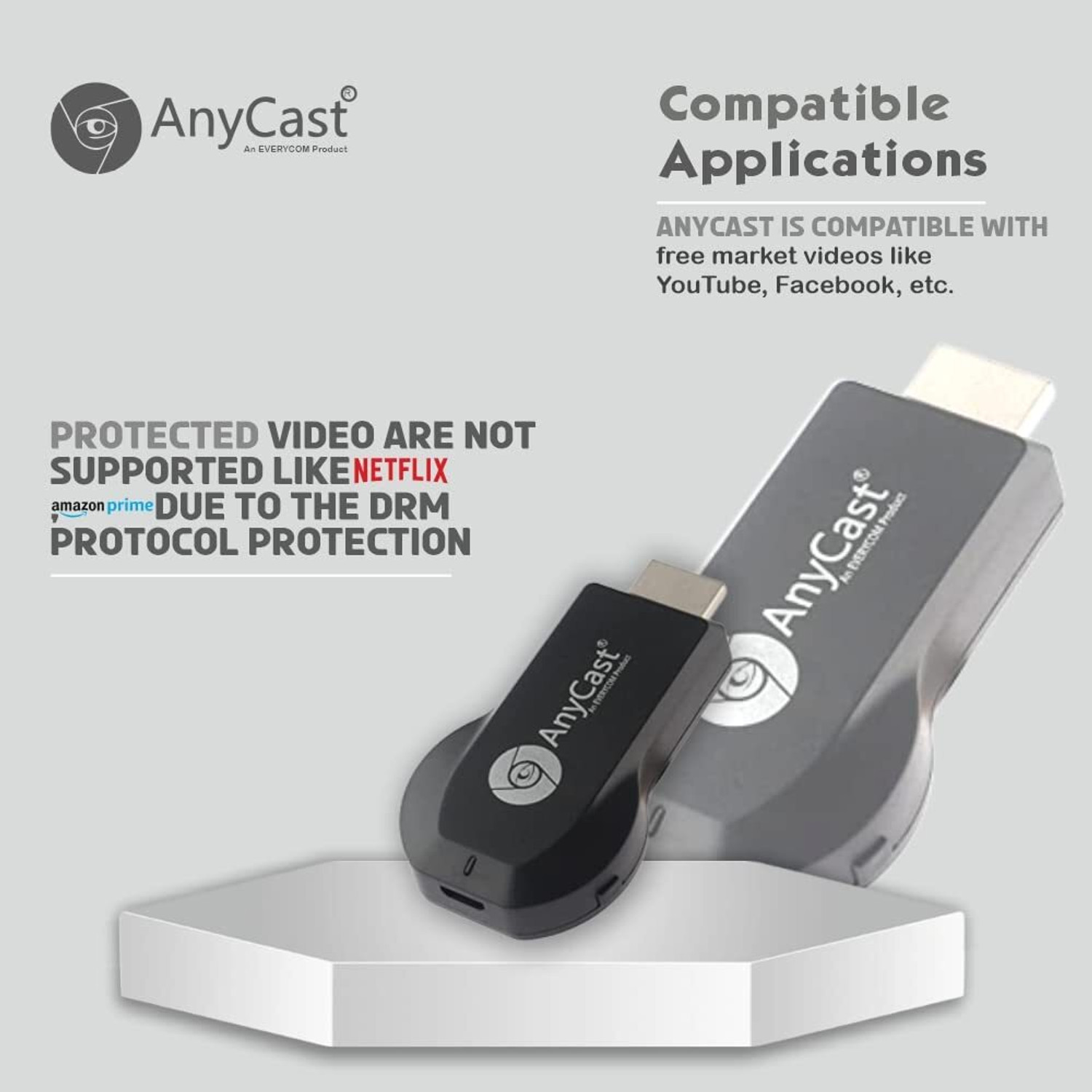 Image of Clairbell AnyCast (Wireless HDMI) Display Adapter with 1080p Streaming & Multi-DeviceQ165 Media Streaming Device (Black)