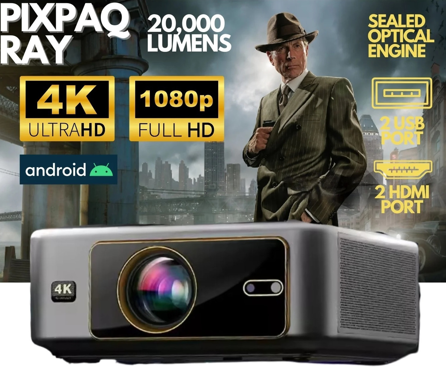 Image of pixpaq RAY (20000 lm) Portable Projector