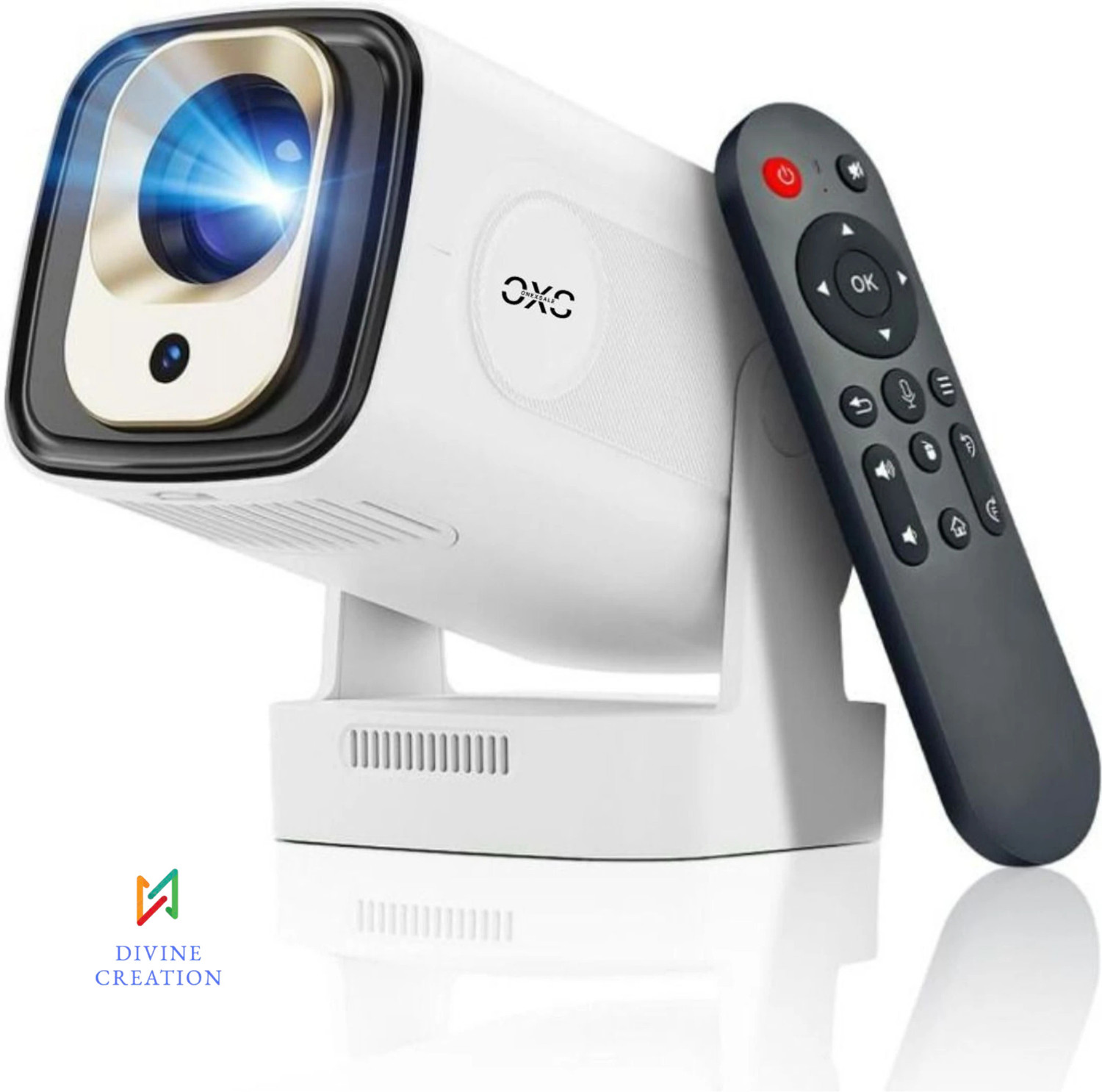 Image of Divine creation HY 260 Smart HD LED Projector with WiFi Built-in Speaker Dual Band WiFi D179 (8000 lm / 1 Speaker / Wireless / Remote Controller) Portable Projector