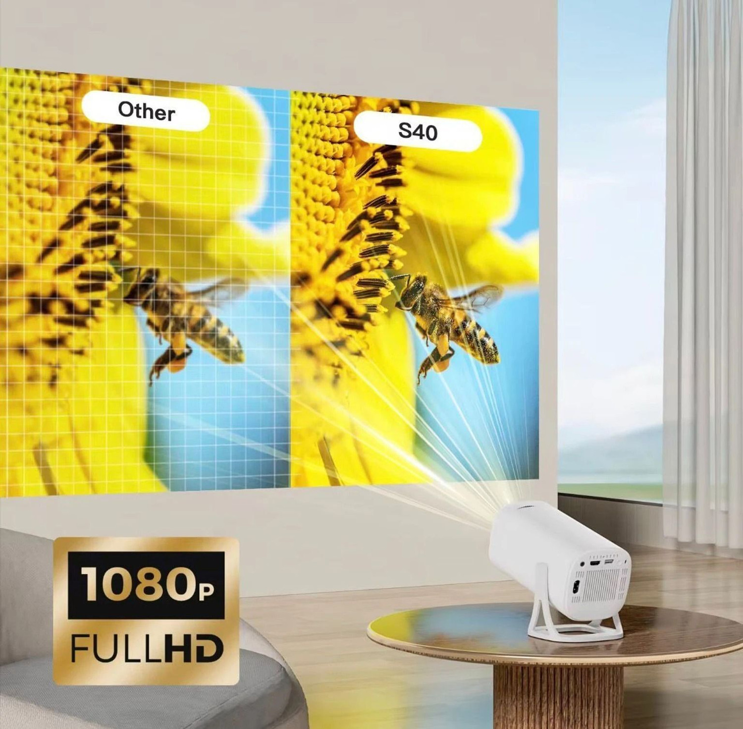 Image of OOTERI Portable Mini LED Smart Projector for Home Theater, Mobile, Laptop (6000 lm) Portable Projector