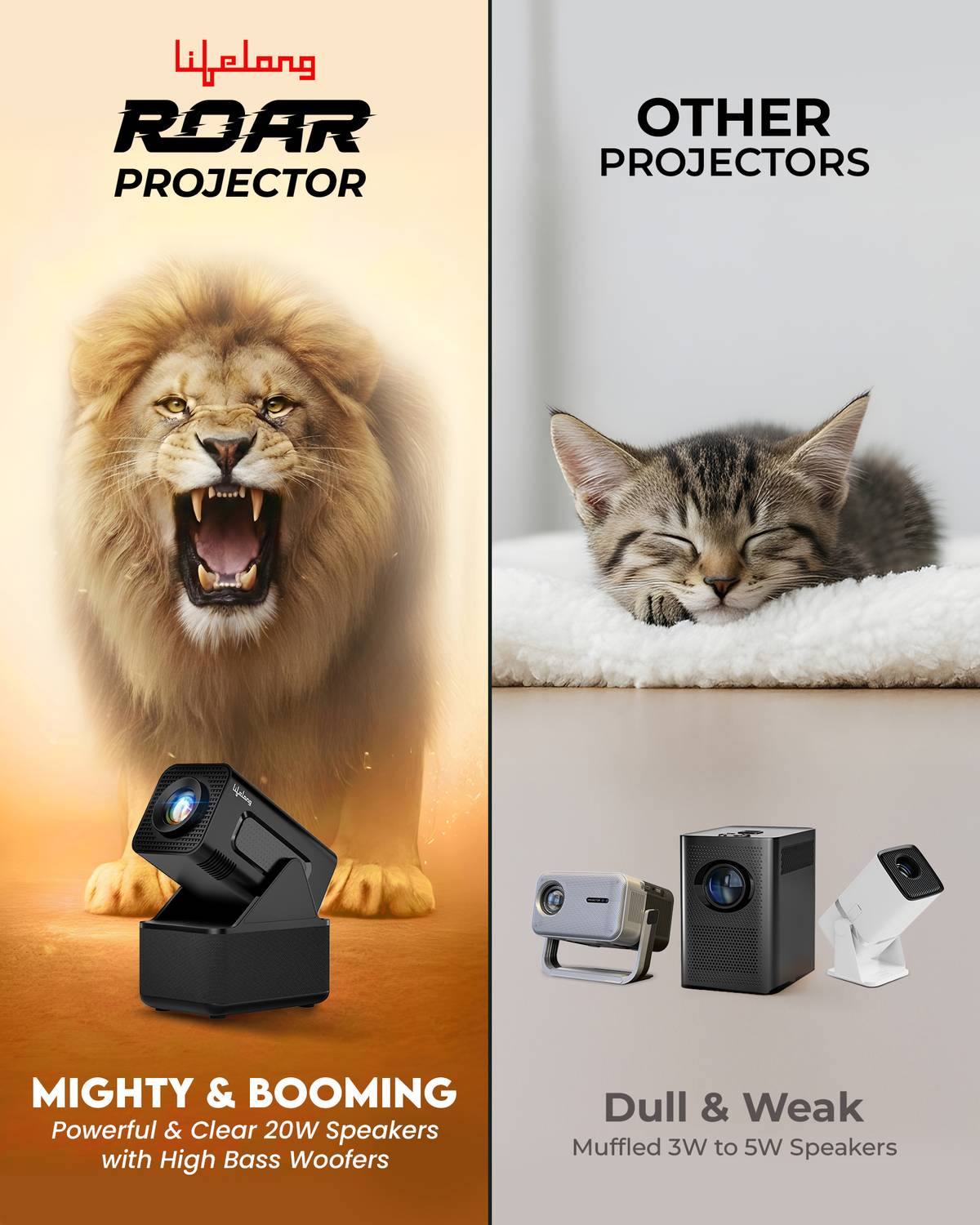 Lifelong ROAR 4K Projector 4000 Lumens 20W Speakers - Image 4