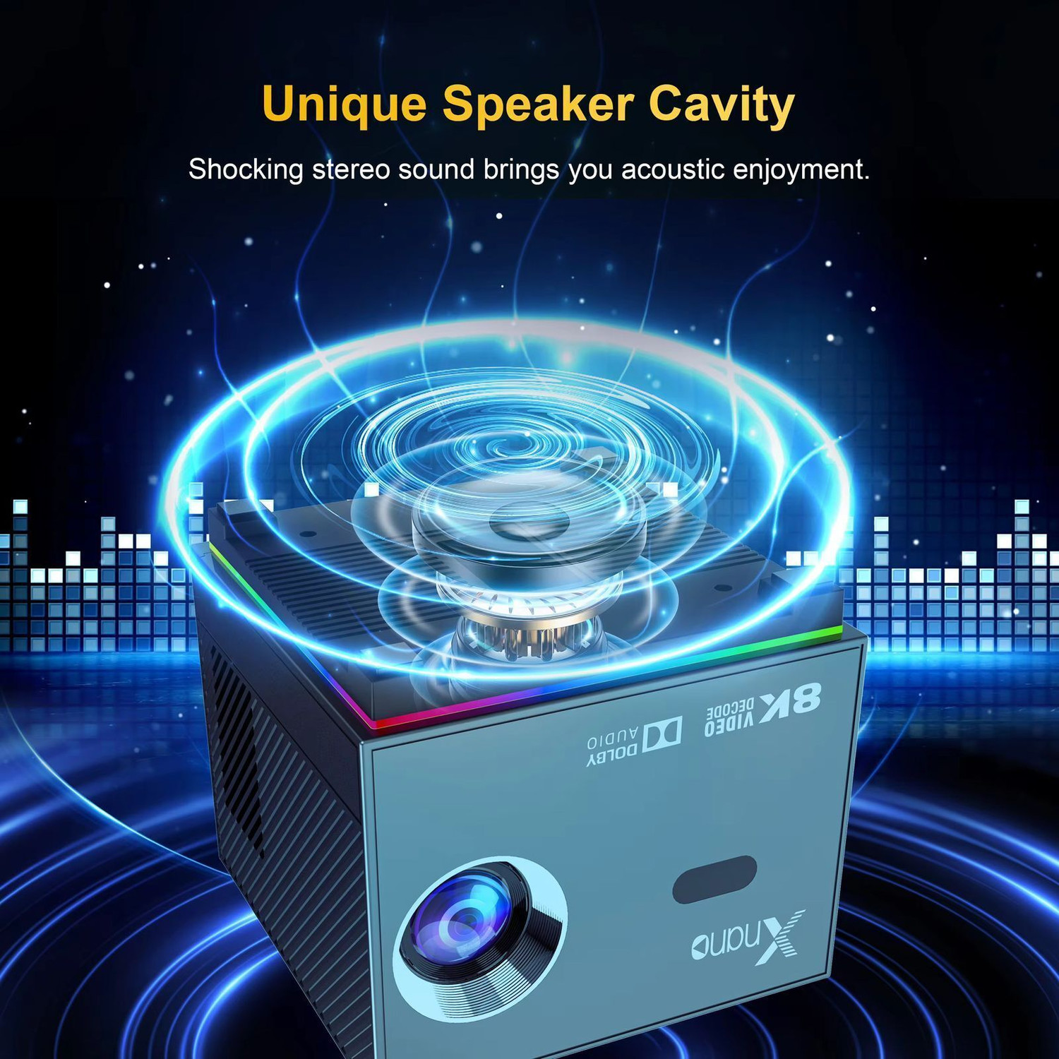 Image of TECHPANDA Xnano Smart Projector with Google TV, 8K Decode & Dolby Audio Support (6000 lm / 1 Speaker / Wireless / Remote Controller) Projector