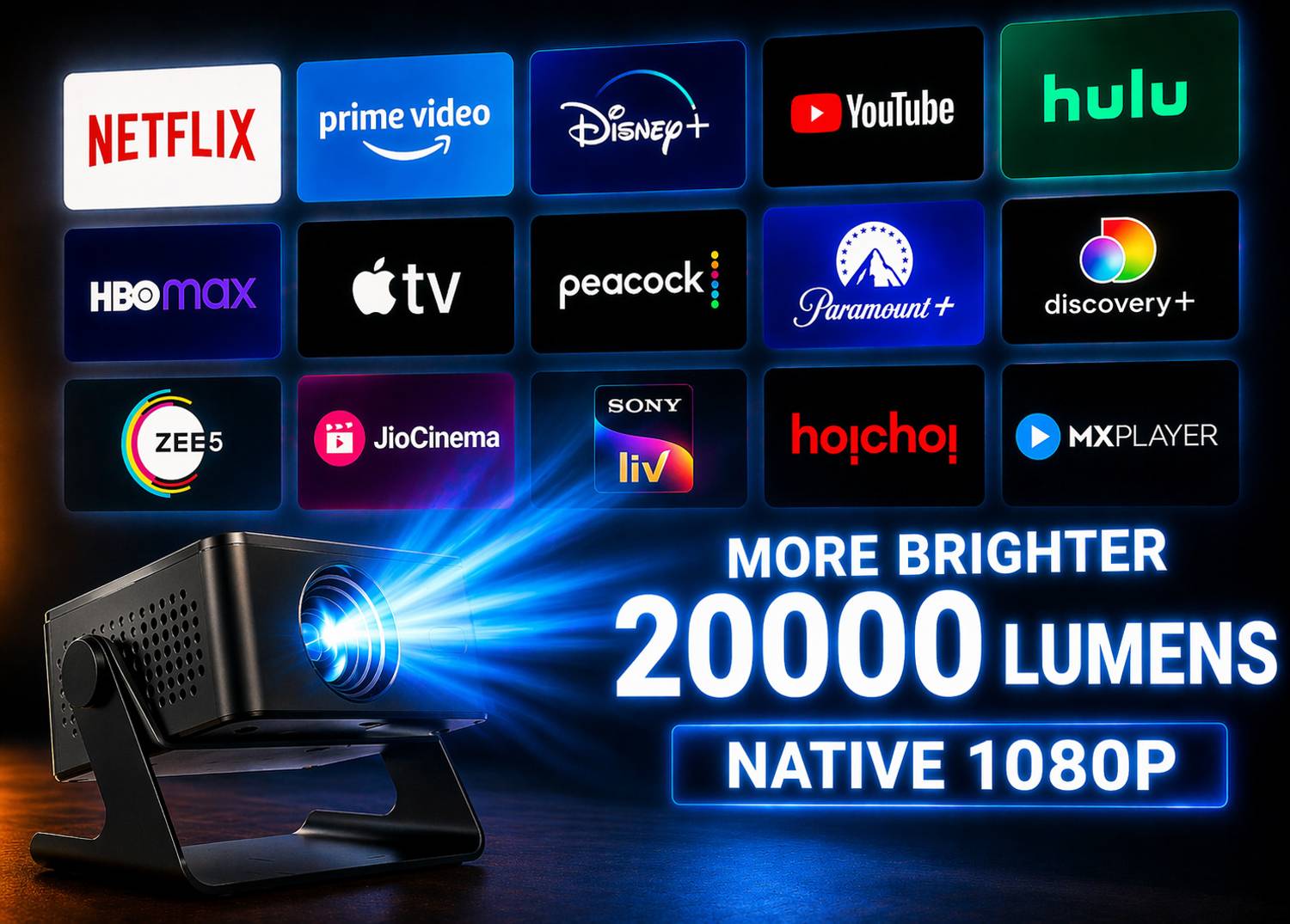 Reysol 1080P Projector with 4K Support