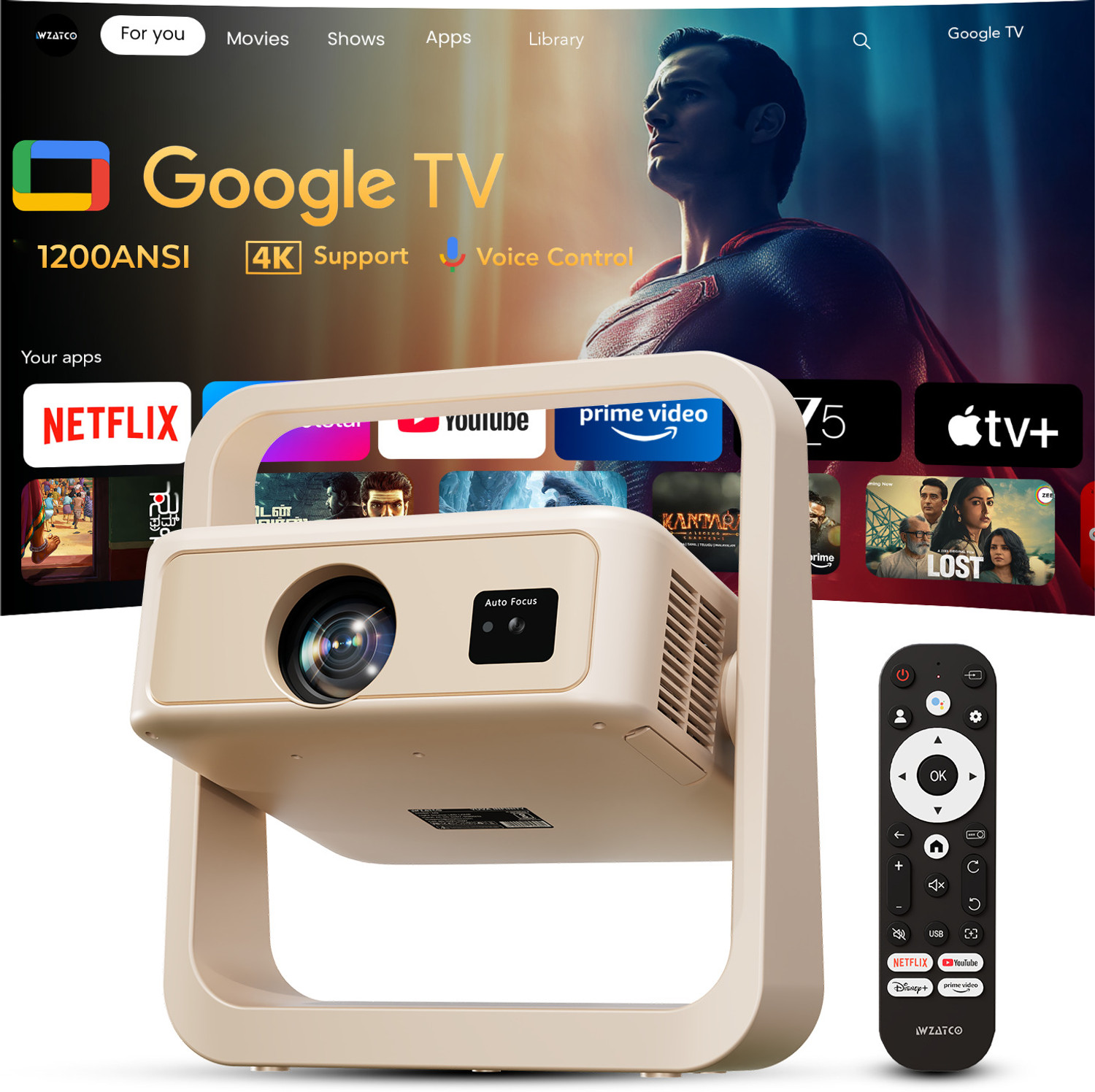Image of WZATCO Yuva Infinity (20000 lm / 1 Speaker / Wireless / Remote Controller) Portable Projector