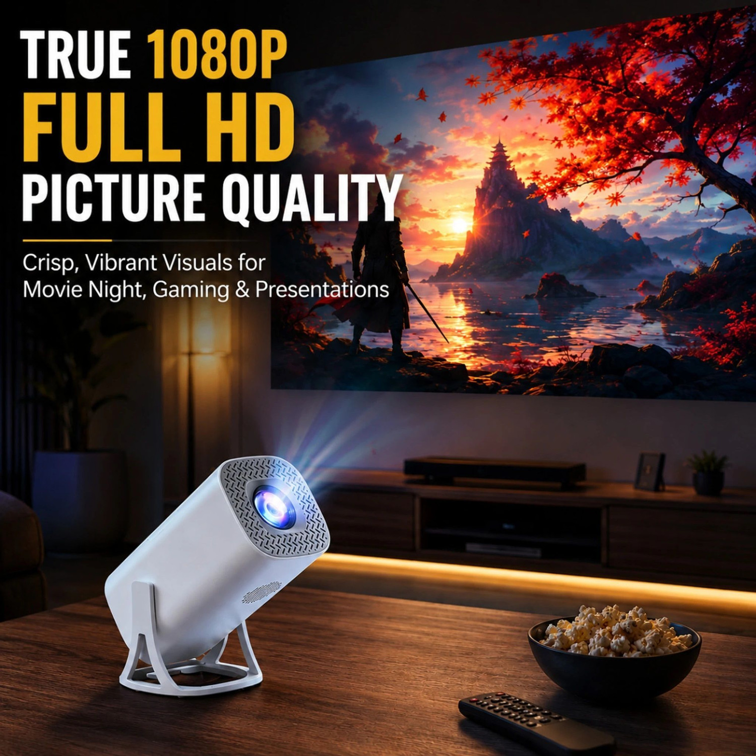Image of Truecode T-200 Smart Projector 2GB /16GB | 120 inch Display | WiFi6 | Android 11 (3500 lm) Portable Projector