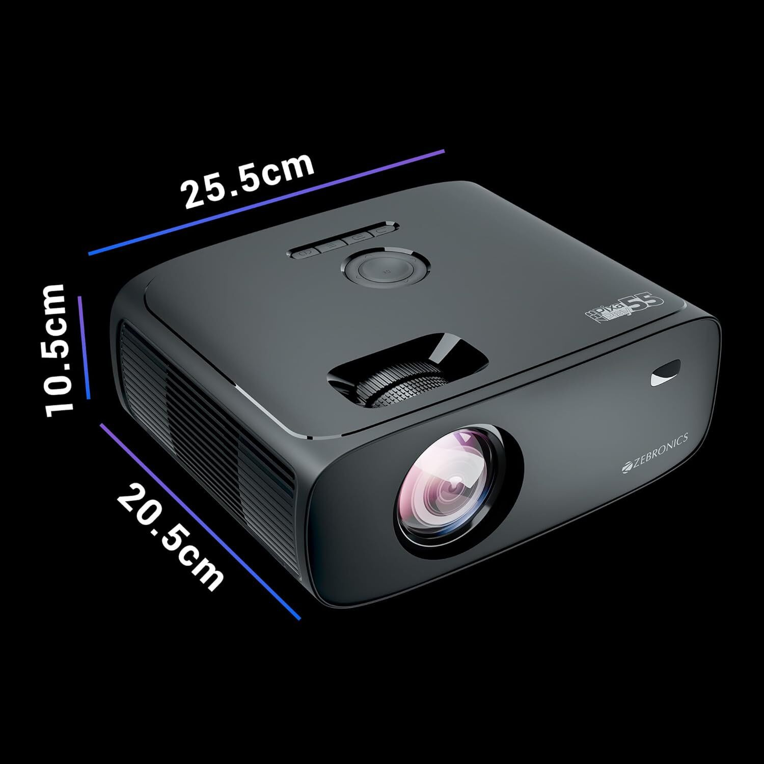 Image of ZEBRONICS PIXAPLAY 55 (8000 lm / Wireless / Remote Controller) Portable Projector