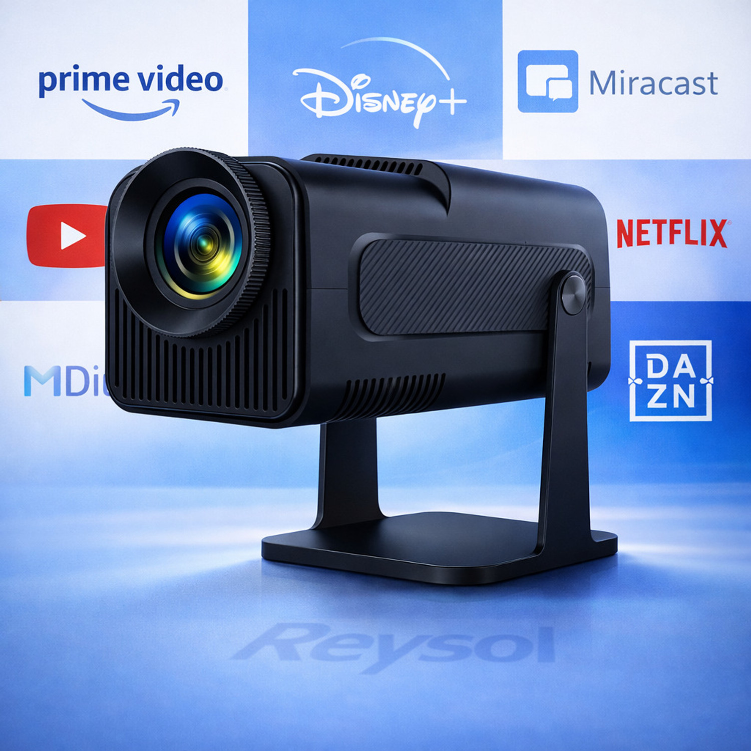 Image of Reysol Projector 13 Android Native 1080P 4K Support WIFI6 5G Wireless 8 GB Storage (10000 lm / 1 Speaker / Wireless / Remote Controller) Portable Projector