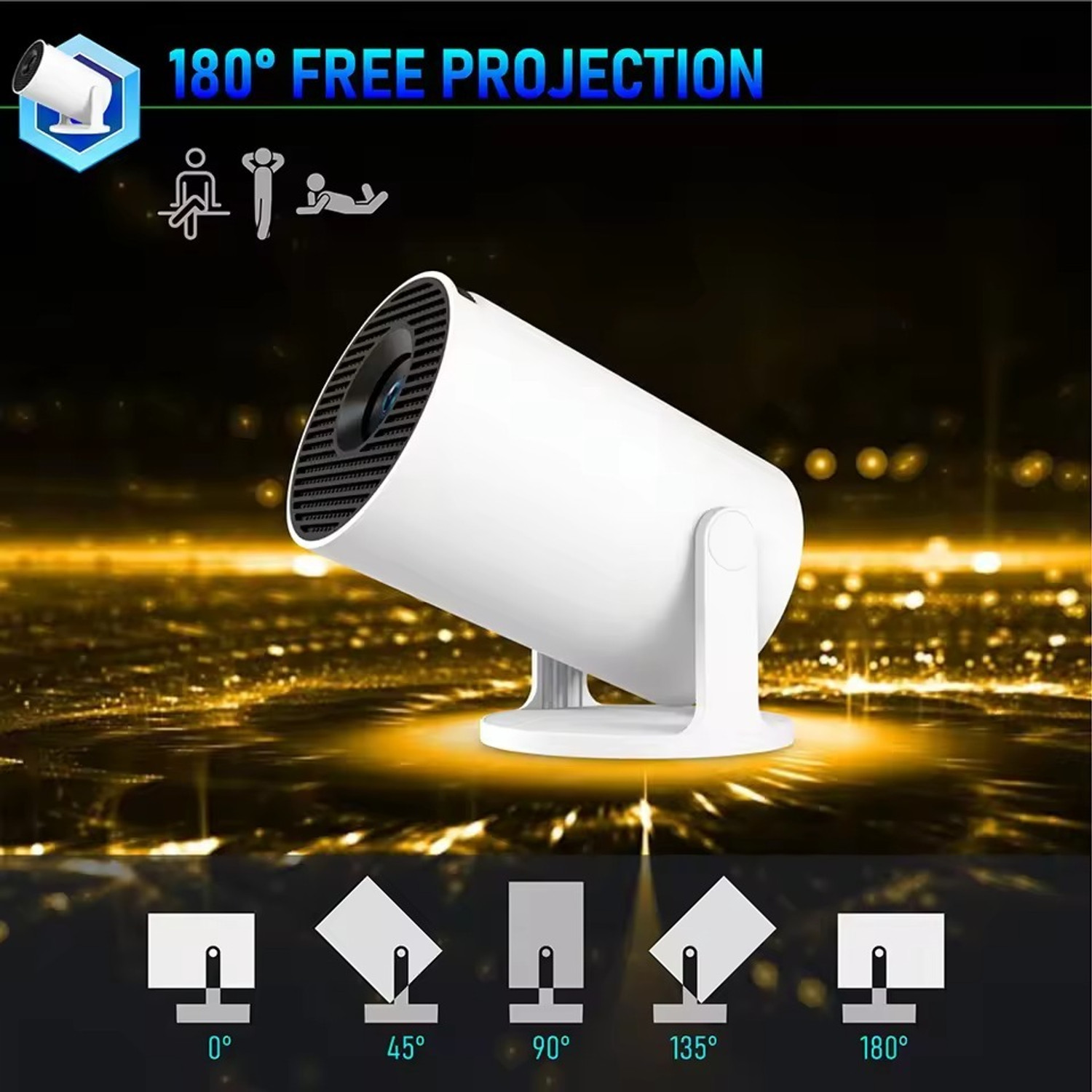 Image of Qolic Compact Mini Projector | 4K Compatible | Full HD 1080P Display Projector (4700 lm / 2 Speaker / Wireless / Remote Controller) Portable Projector