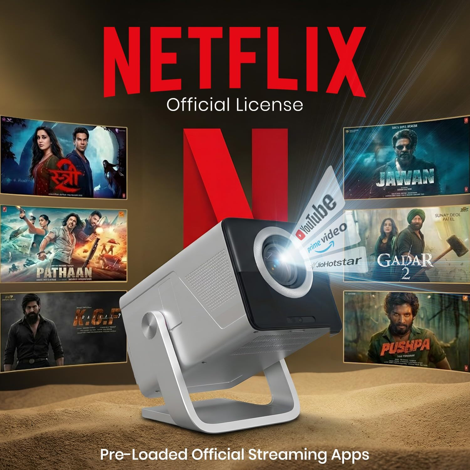 Image of Portronics Beem 570 Smart Projector, Netflix Certified, 1080p Full HD Native, 10000 Lumens (10000 lm / Wireless / Remote Controller) Portable Projector