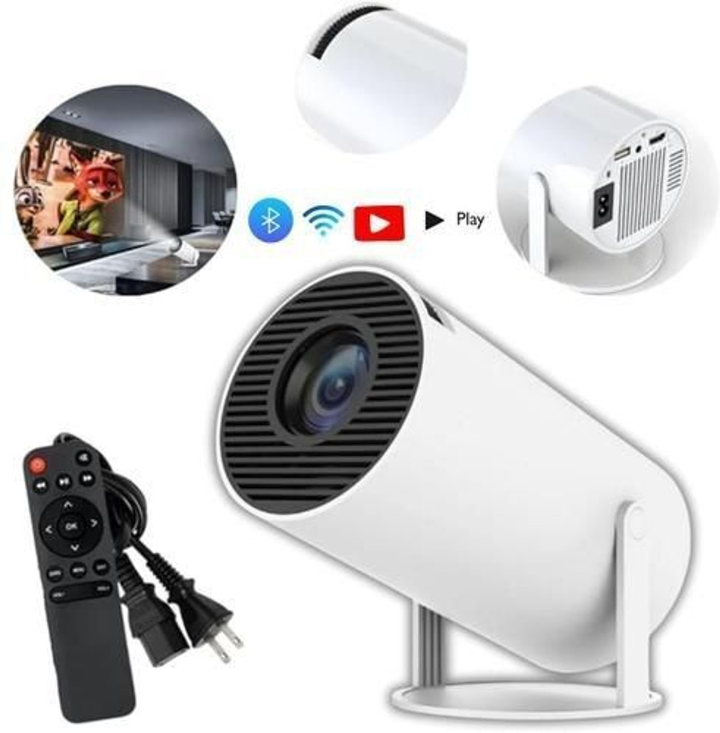 Image of Offtrot HY300 Smart Android Projector (160 lm / 1 Speaker / Wireless / Remote Controller) Portable Projector
