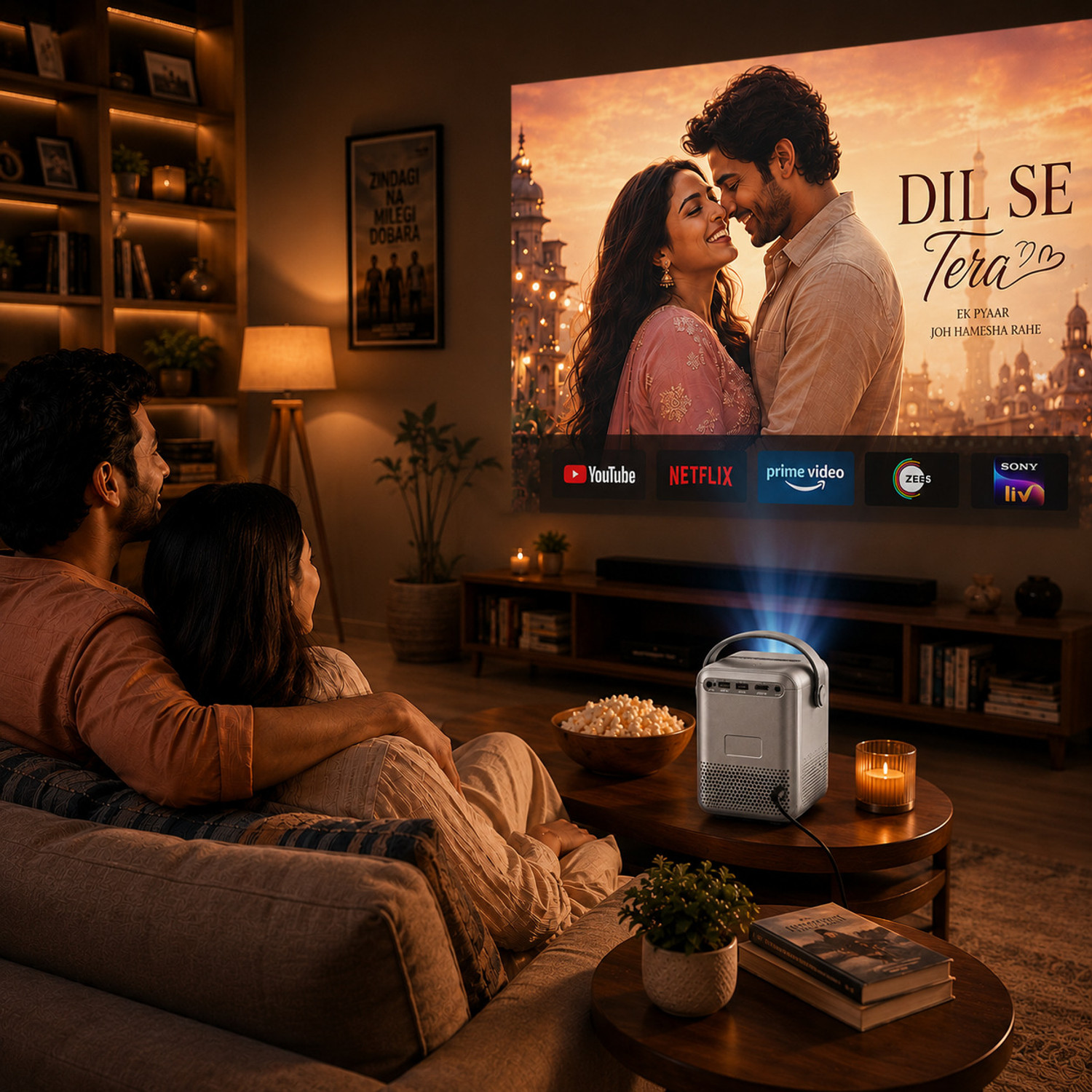 Image of Reysol 2K Projector|25000 Lumens High Brightness|WiFi & Miracast | Android 14 (25000 lm / 1 Speaker / Wireless / Remote Controller) Portable Projector