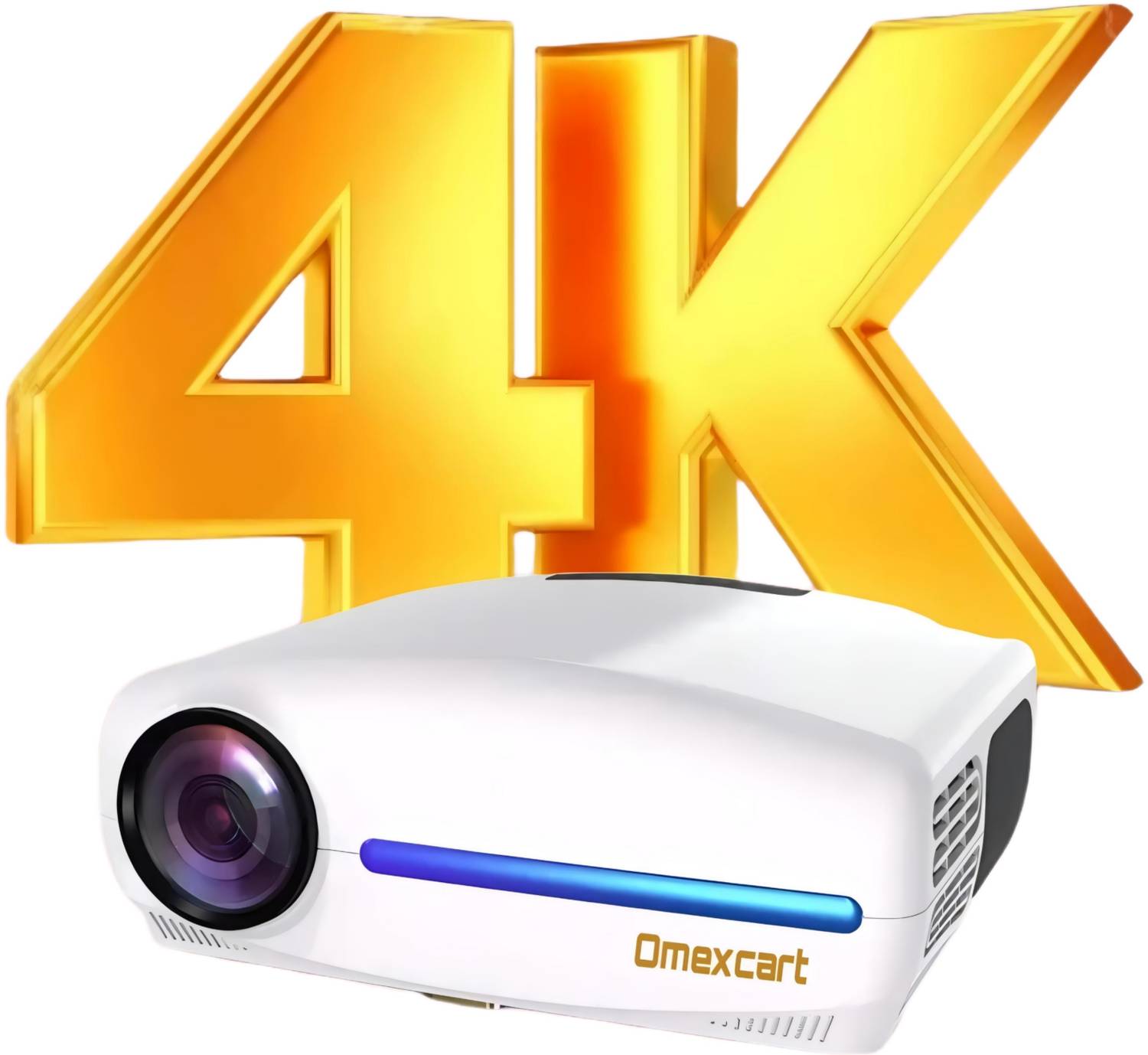 Omexcart New Arrival 4K LED Projector, 9000 Lumens 4D Correction