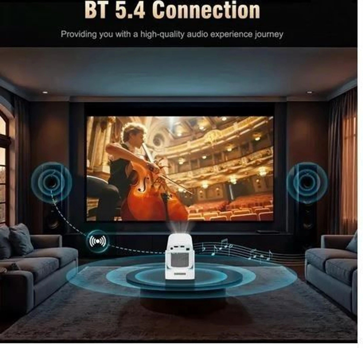 Image of Divine creation HY 260 Smart HD LED Projector with WiFi Built-in Speaker Dual Band WiFi D162 (8000 lm / 1 Speaker / Wireless / Remote Controller) Portable Projector