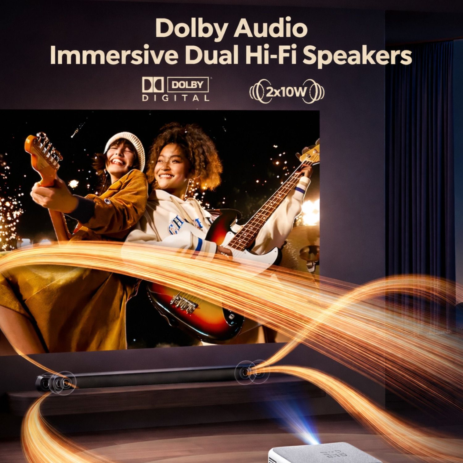 Image of Prime Projector Aura 4K AI Smart Projector (A4K-01) 4K HD Processing | AI Color Engine Pro | (13500 lm / 2 Speaker / Wireless / Remote Controller) Portable Projector
