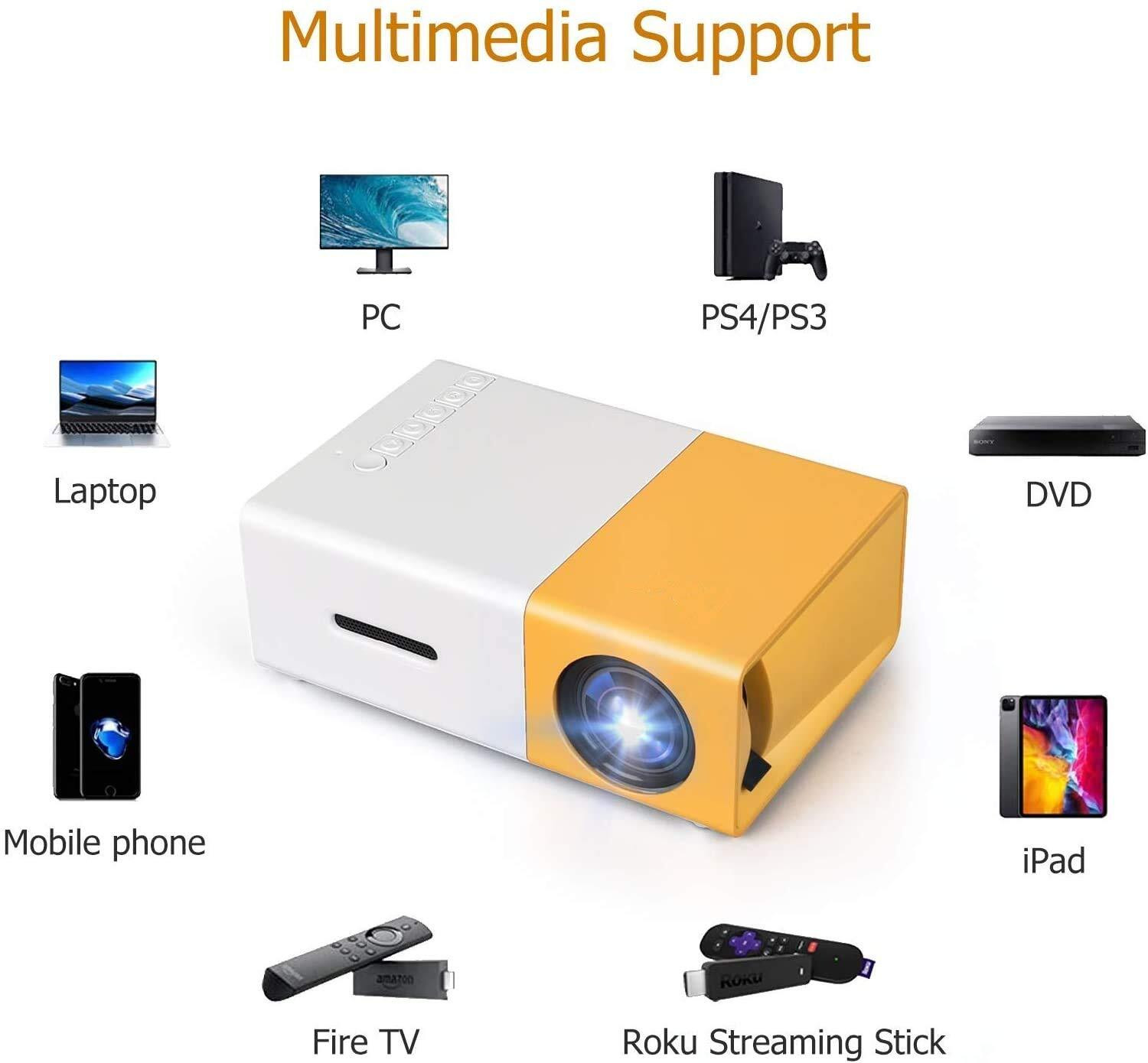 Image of Tech Fuel HD 1080P LED Mini Projector | 400 Lumens | Portable Pocket Theater for Home (400 lm) Portable Projector