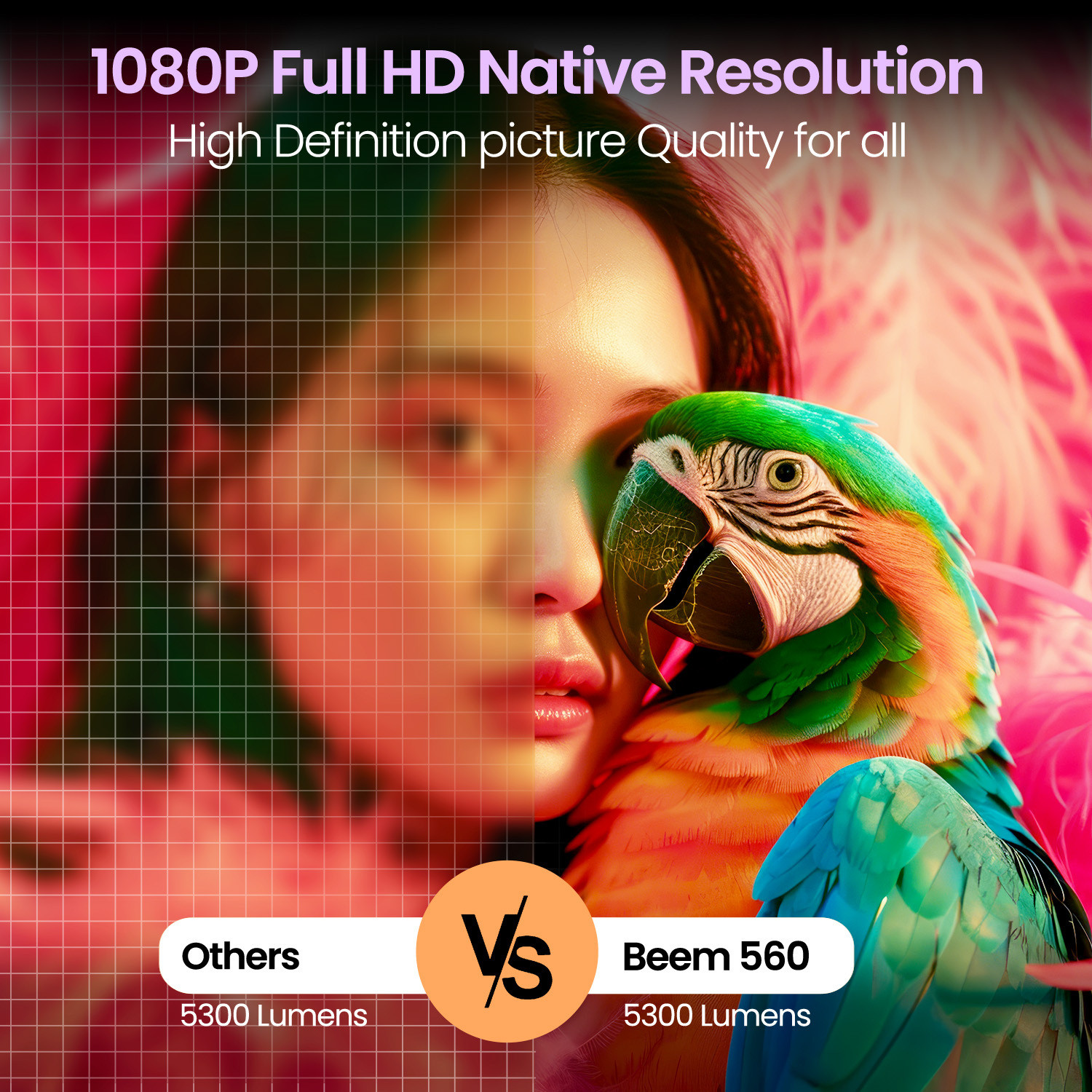 Image of Portronics Beem 560 Smart Android Projector, HD 1080P, Netflix Certifed, 5300 Lumens,BT (10000 lm / Wireless / Remote Controller) Portable Projector