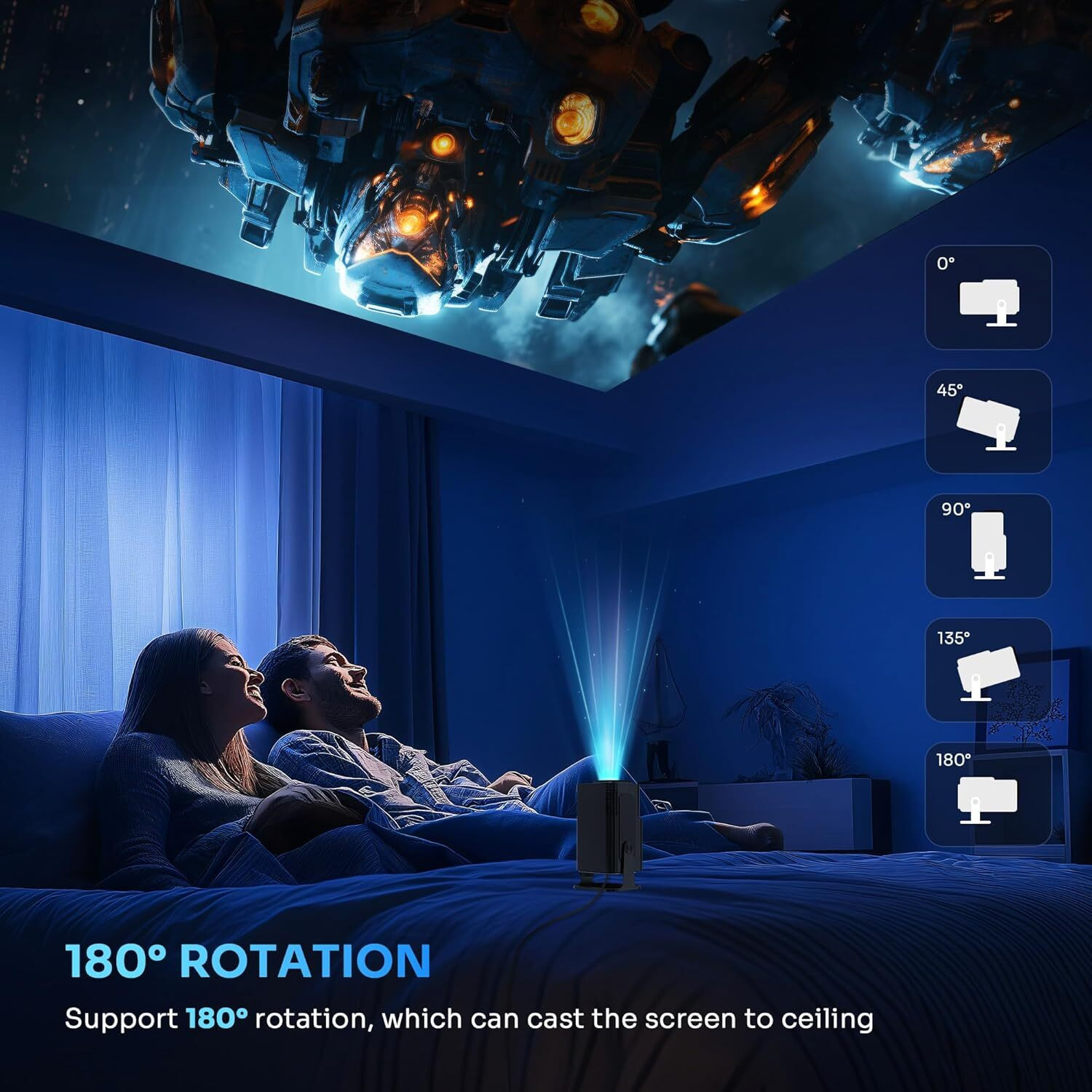 Image of PLAY ART Android 13 4K Decoding 1080 FHD Speaker BT AutoKeystone Freestyle (5000 lm / 1 Speaker / Wireless / Remote Controller) Portable Projector